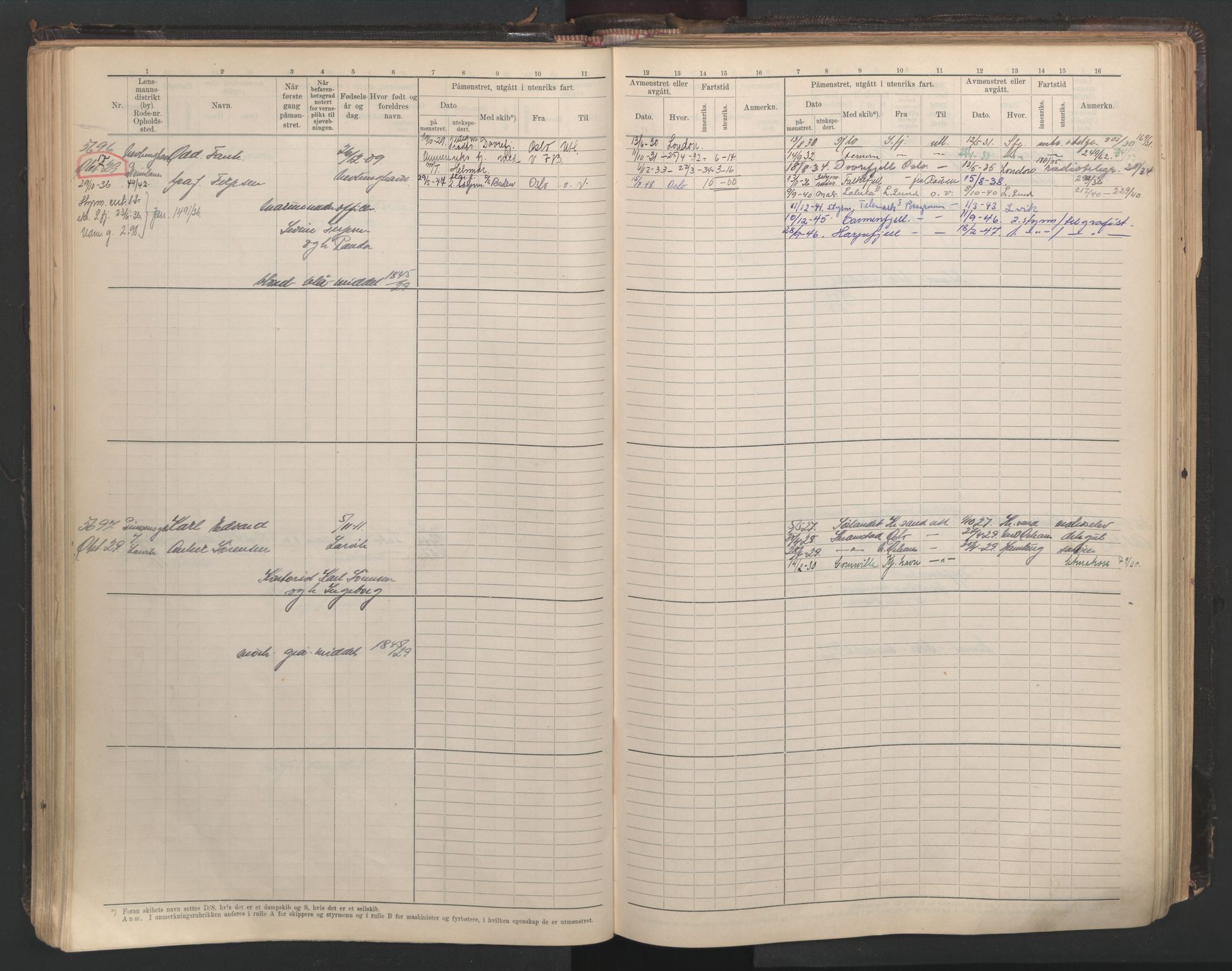 Larvik innrulleringskontor, SAKO/A-787/F/Fc/L0013: Hovedrulle, 1926-1946, s. 151