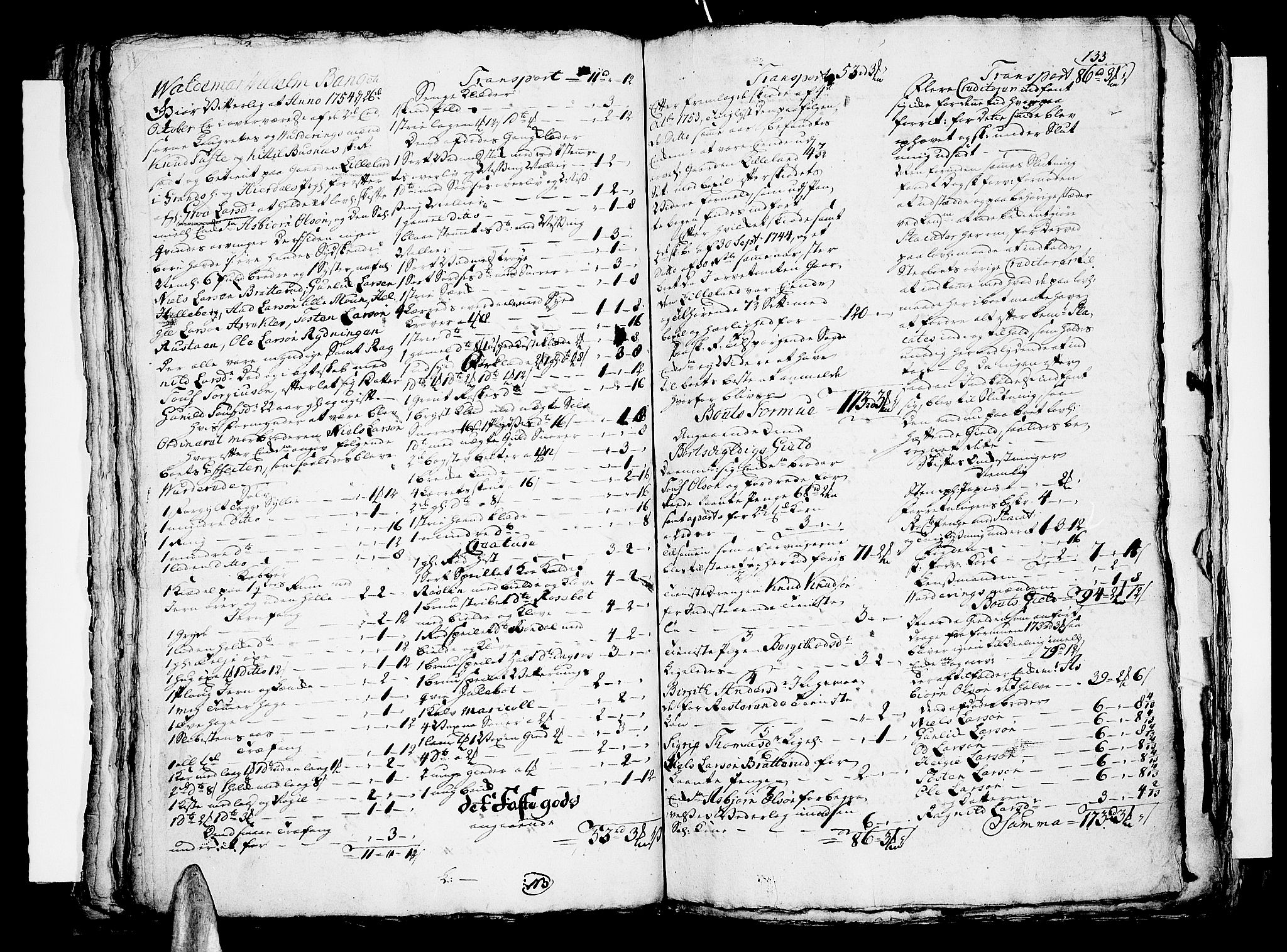 Nedre Telemark sorenskriveri, AV/SAKO-A-135/H/Hb/Hba/L0013: Skifteprotokoll, 1753-1757, s. 132b-133a