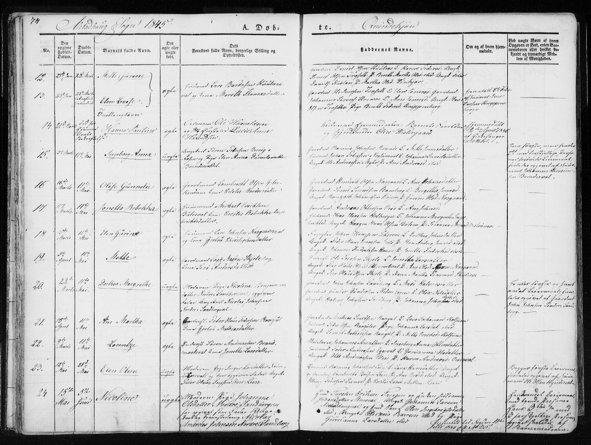 Ministerialprotokoller, klokkerbøker og fødselsregistre - Nord-Trøndelag, SAT/A-1458/717/L0154: Ministerialbok nr. 717A06 /1, 1836-1849, s. 74