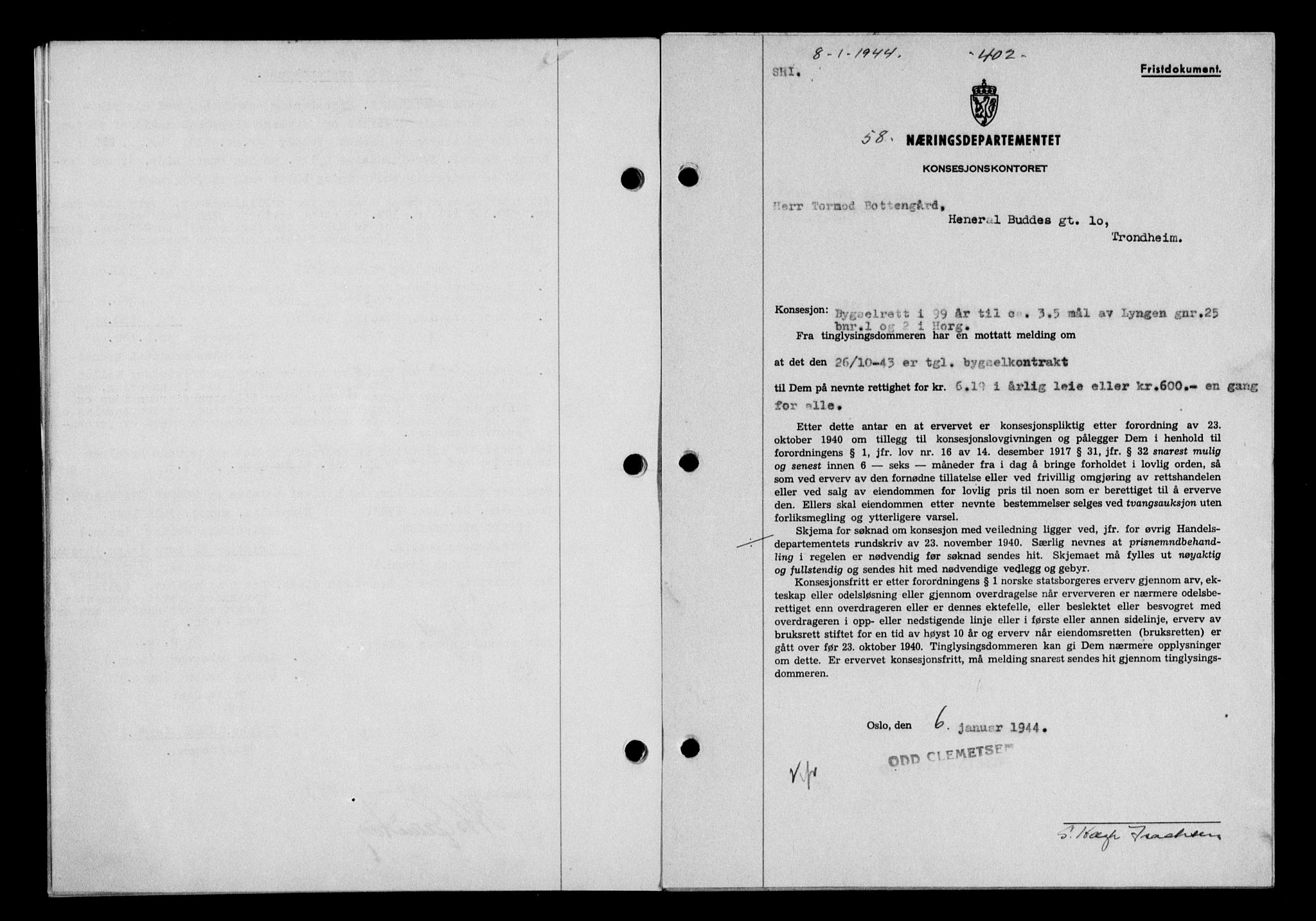 Gauldal sorenskriveri, SAT/A-0014/1/2/2C/L0057: Pantebok nr. 62, 1943-1944, Dagboknr: 58/1944