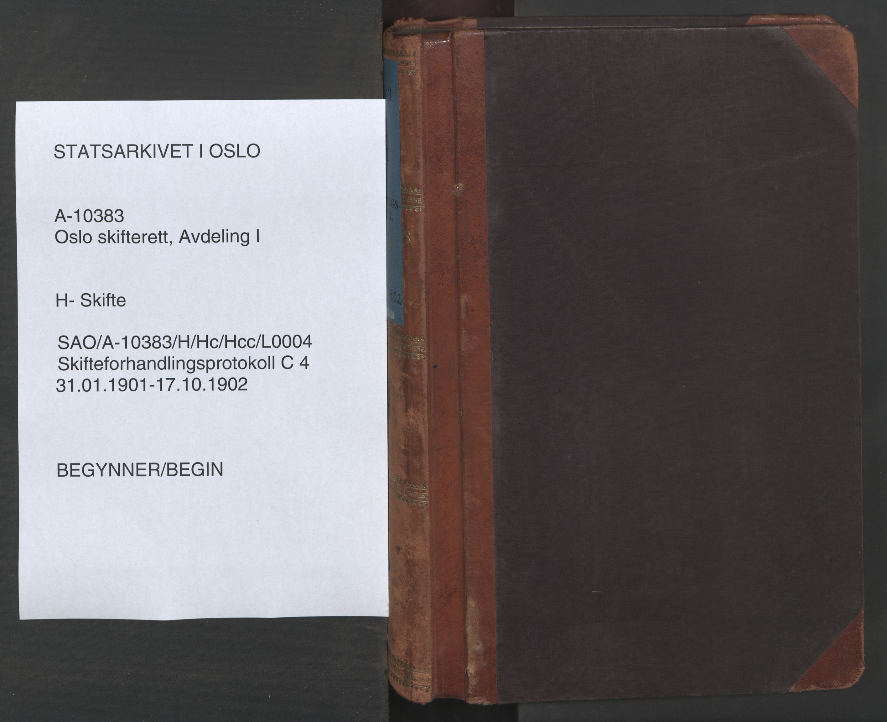 Oslo skifterett, SAO/A-10383/H/Hc/Hcc/L0004: Skifteforhandlingsprotokoll, 1901-1902