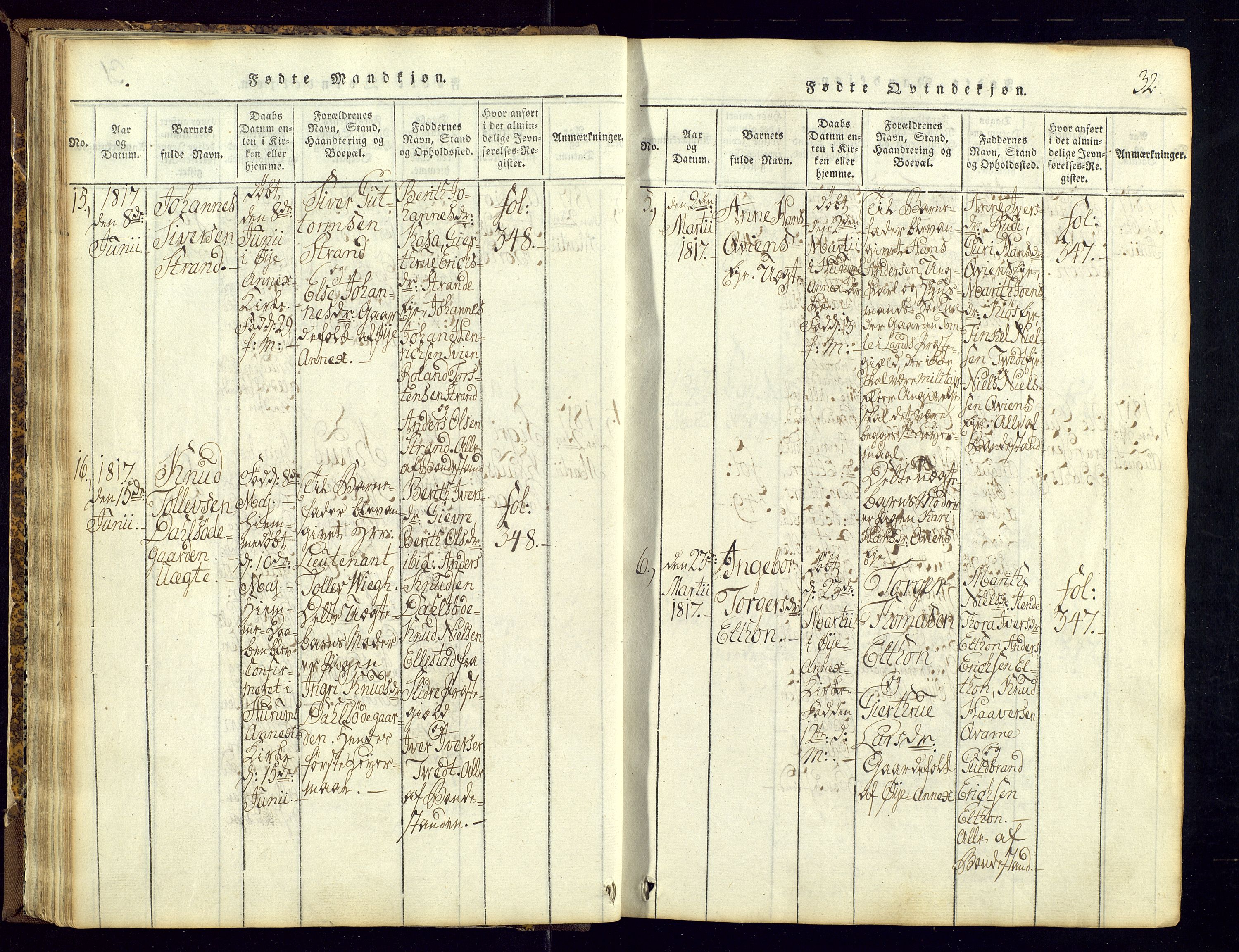 Vang prestekontor, Valdres, AV/SAH-PREST-140/H/Ha/L0004: Ministerialbok nr. 4, 1814-1831, s. 32