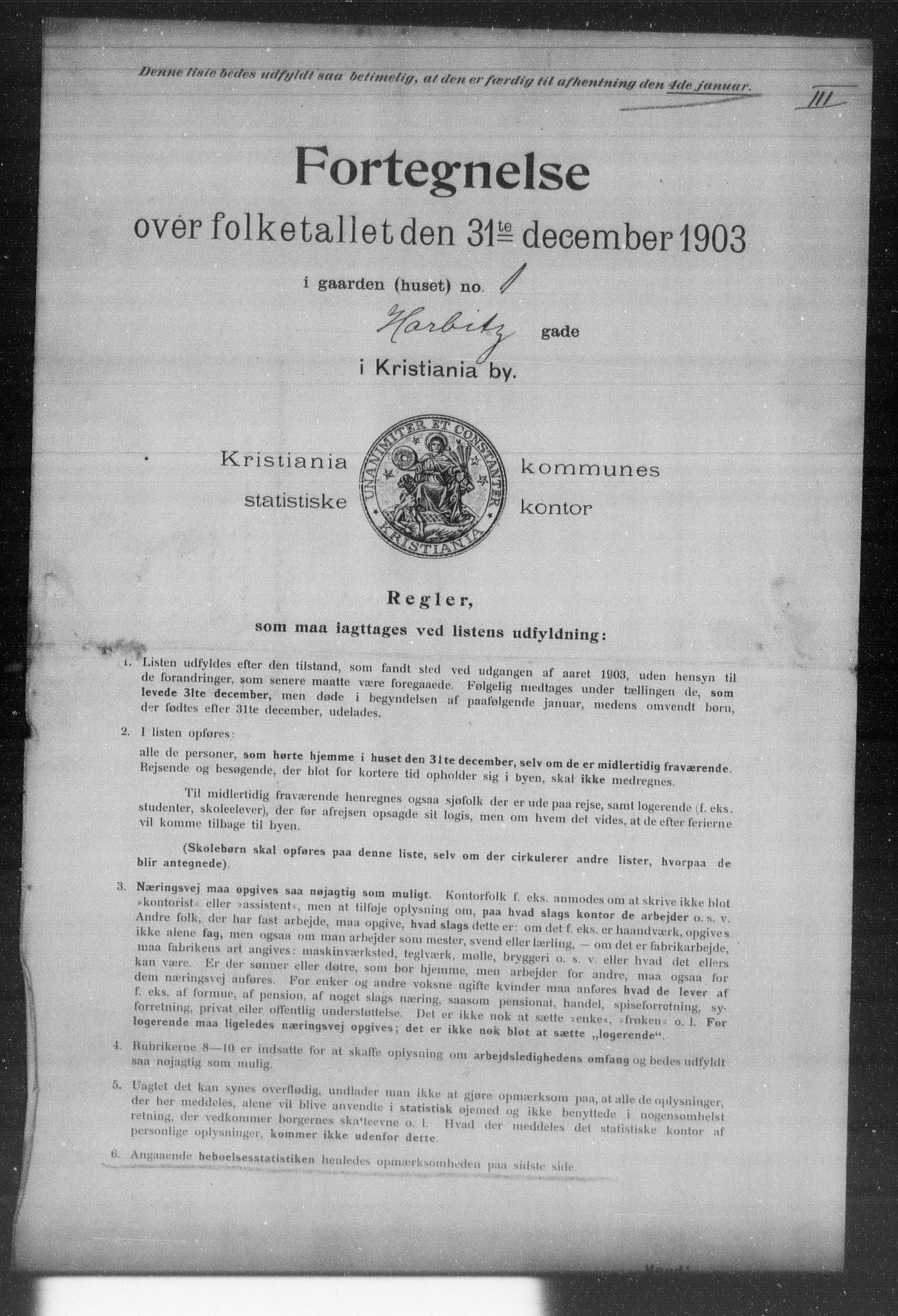 OBA, Kommunal folketelling 31.12.1903 for Kristiania kjøpstad, 1903, s. 15885