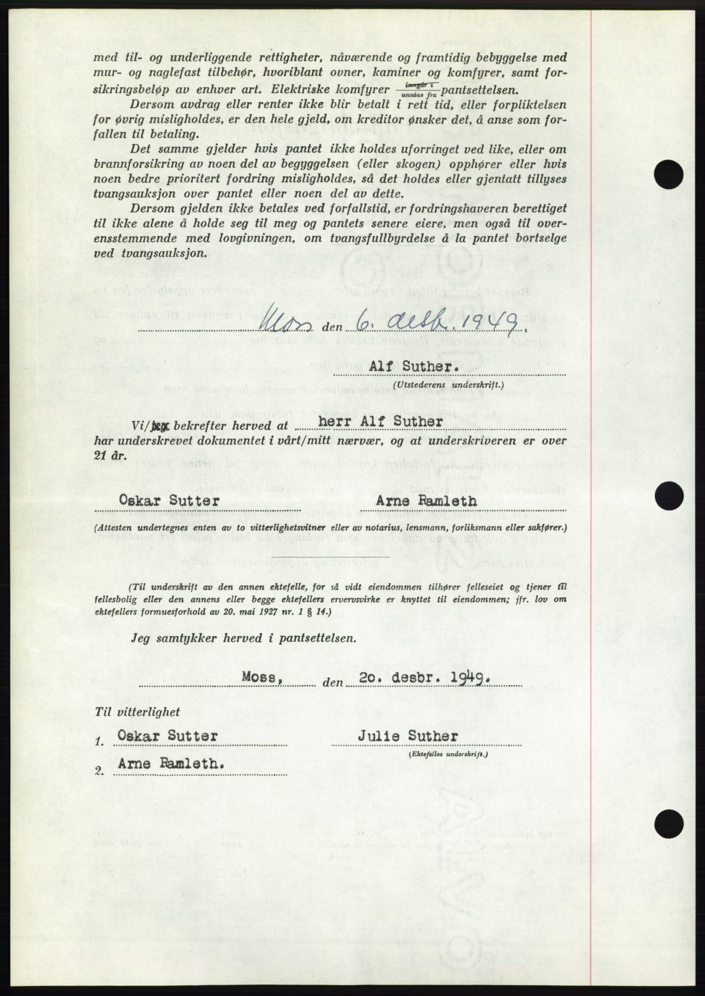 Moss sorenskriveri, SAO/A-10168: Pantebok nr. B23, 1949-1950, Dagboknr: 4185/1949