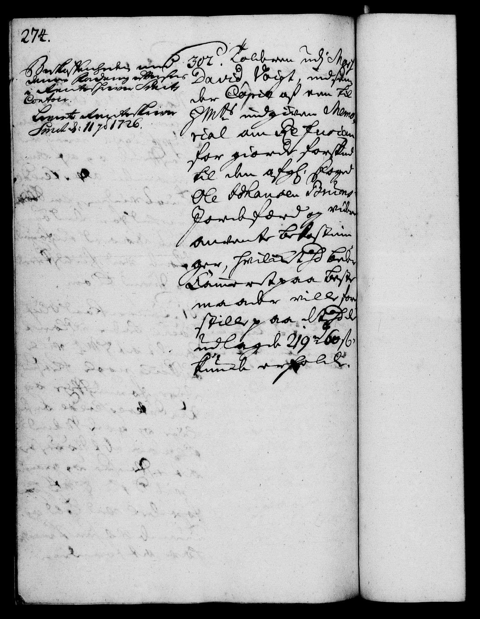 Rentekammeret, Kammerkanselliet, RA/EA-3111/G/Gh/Gha/L0008: Norsk ekstraktmemorialprotokoll (merket RK 53.53), 1725-1726, s. 274