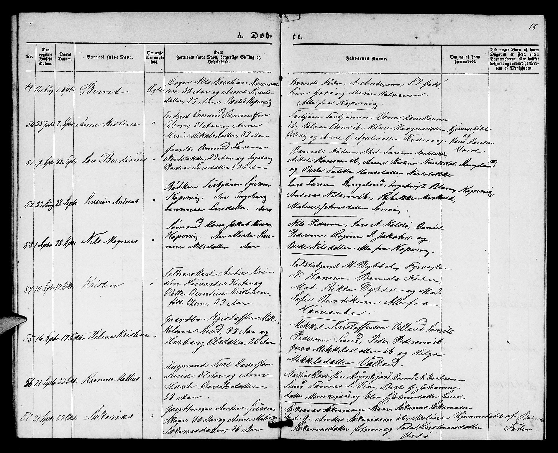 Kopervik sokneprestkontor, AV/SAST-A-101850/H/Ha/Hab/L0001: Klokkerbok nr. B 1, 1877-1891, s. 18