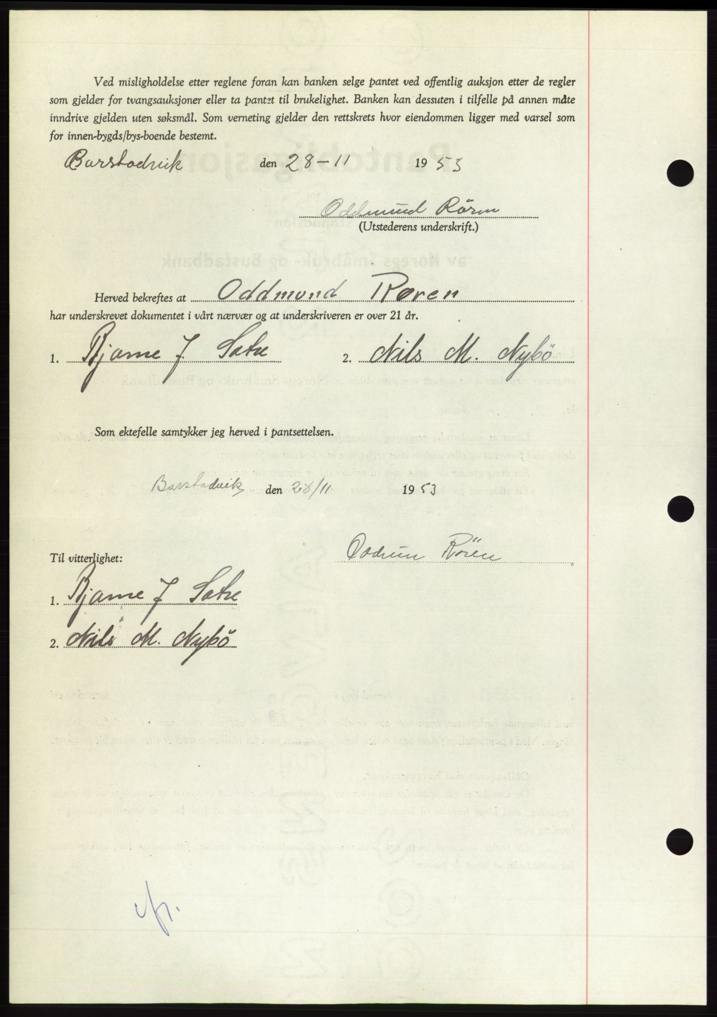 Søre Sunnmøre sorenskriveri, AV/SAT-A-4122/1/2/2C/L0124: Pantebok nr. 12B, 1953-1954, Dagboknr: 34/1954