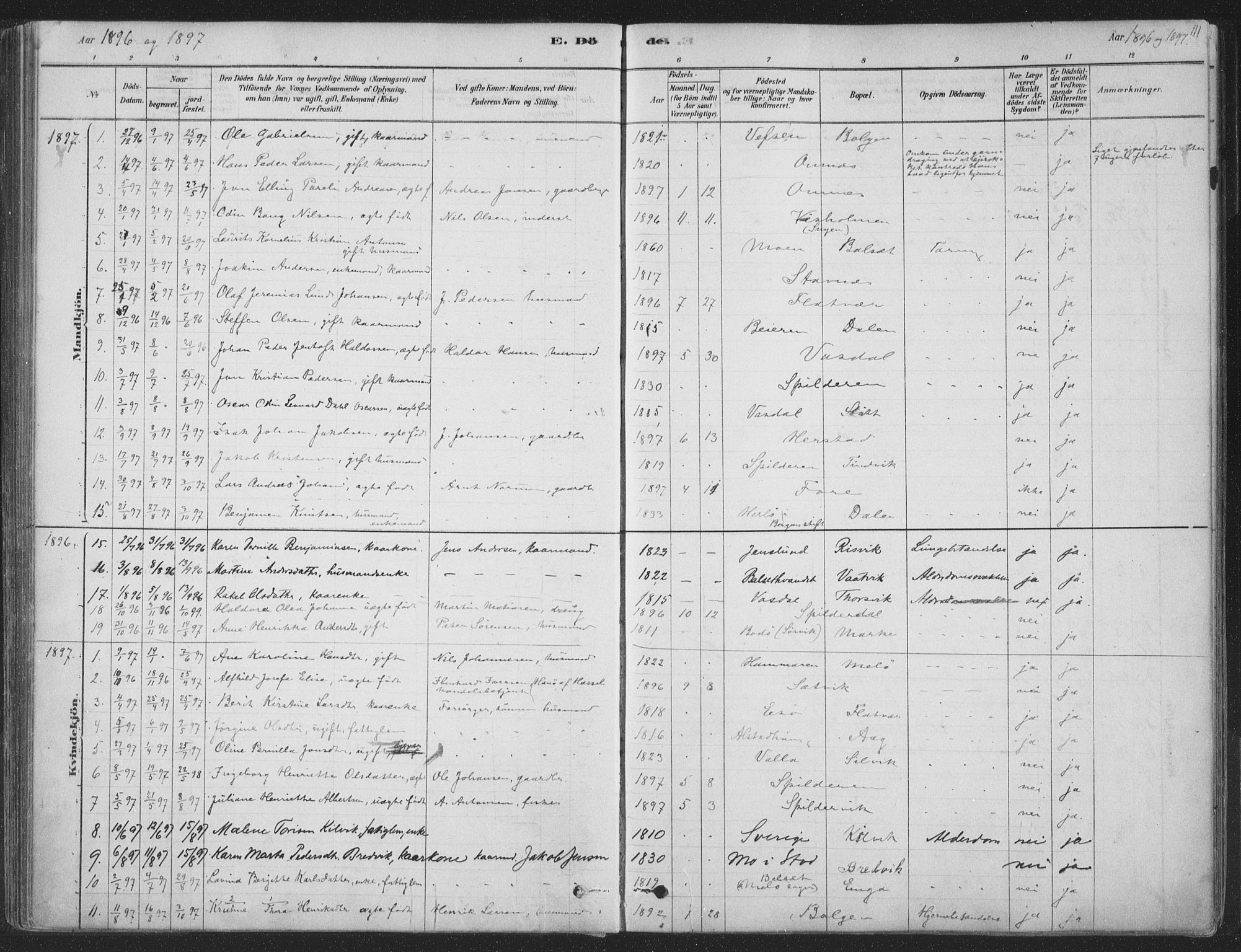 Ministerialprotokoller, klokkerbøker og fødselsregistre - Nordland, SAT/A-1459/843/L0627: Ministerialbok nr. 843A02, 1878-1908, s. 111