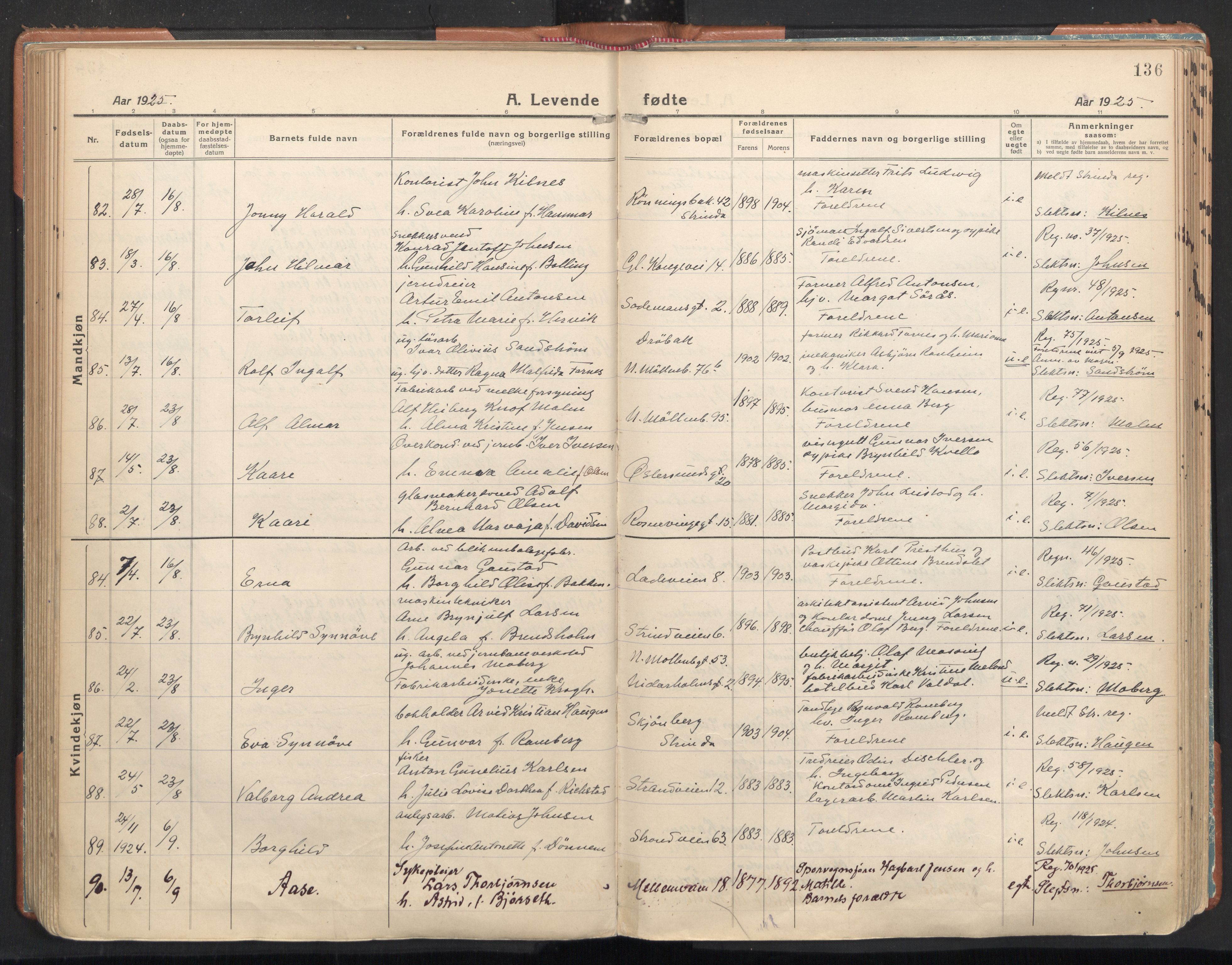 Ministerialprotokoller, klokkerbøker og fødselsregistre - Sør-Trøndelag, AV/SAT-A-1456/605/L0248: Ministerialbok nr. 605A10, 1920-1937, s. 136