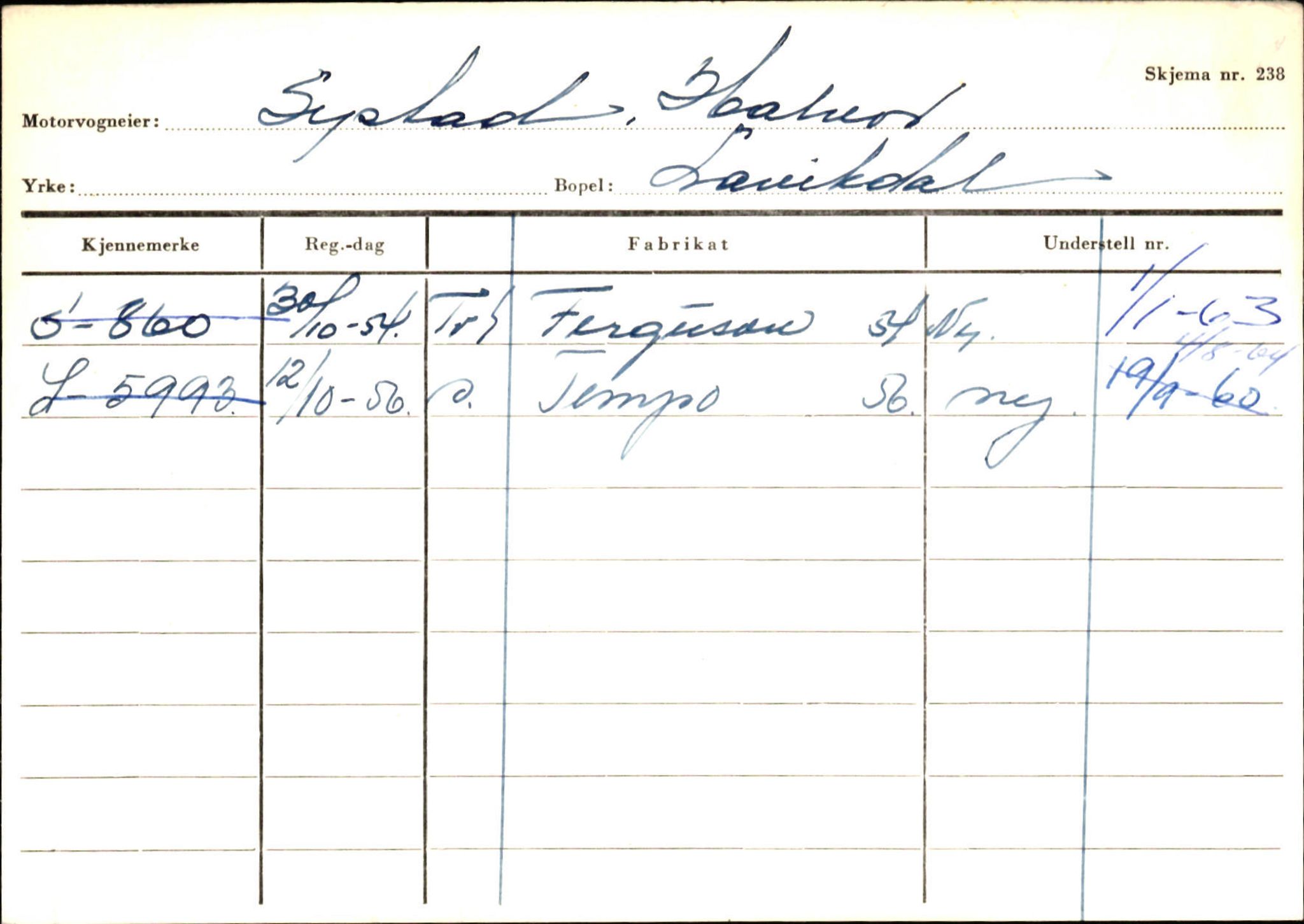 Statens vegvesen, Sogn og Fjordane vegkontor, AV/SAB-A-5301/4/F/L0131: Eigarregister Høyanger P-Å. Stryn S-Å, 1945-1975, s. 481