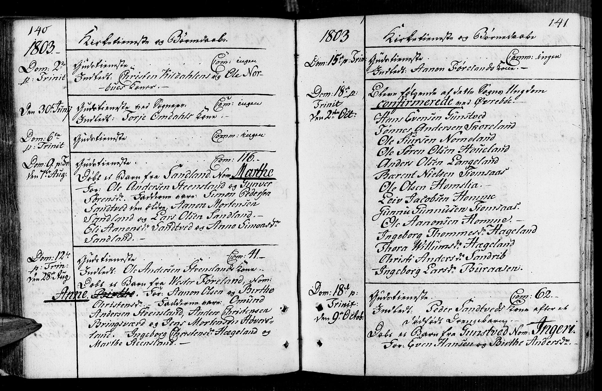 Vennesla sokneprestkontor, AV/SAK-1111-0045/Fa/Faa/L0002: Ministerialbok nr. A 2, 1785-1834, s. 140-141