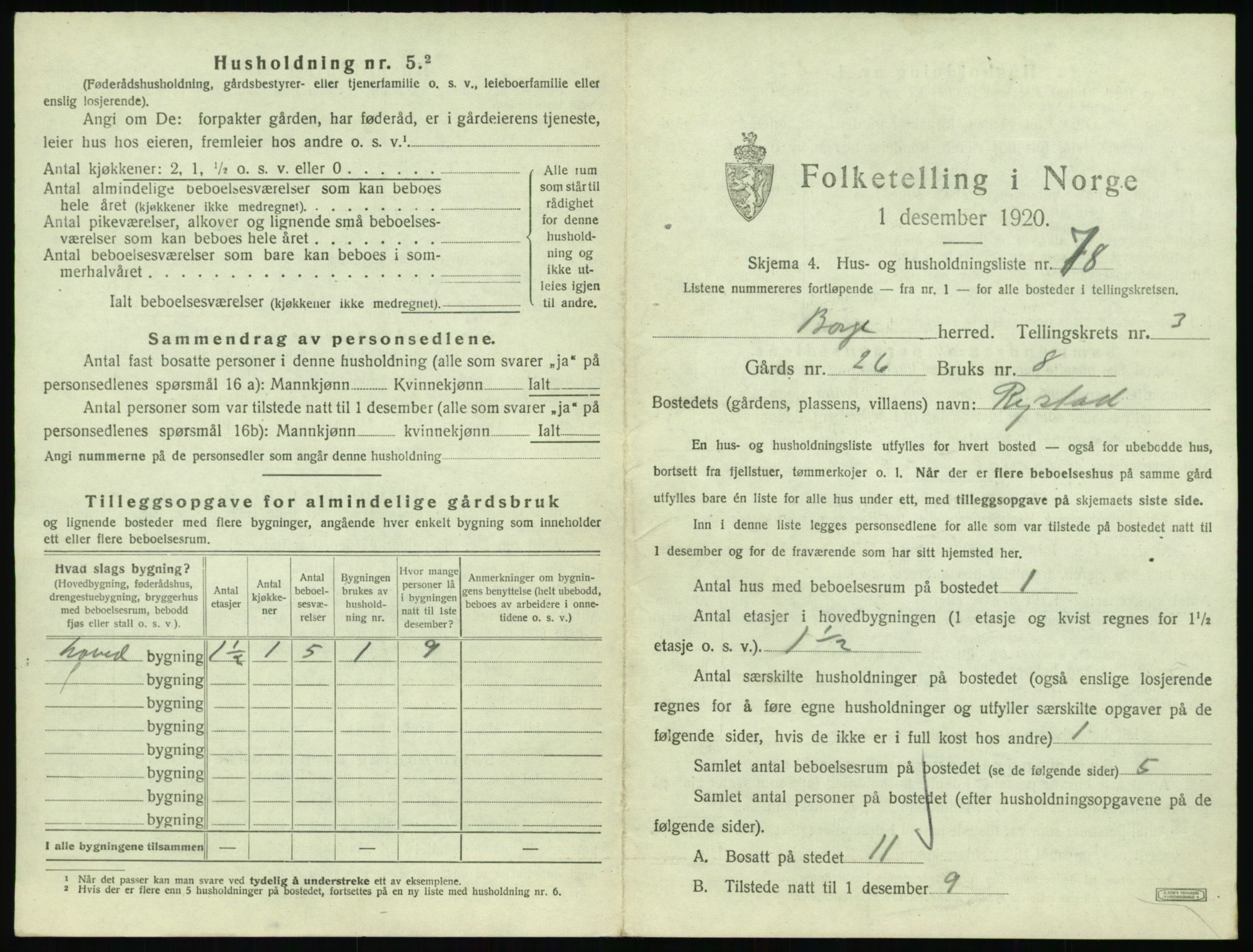 SAT, Folketelling 1920 for 1862 Borge herred, 1920, s. 433