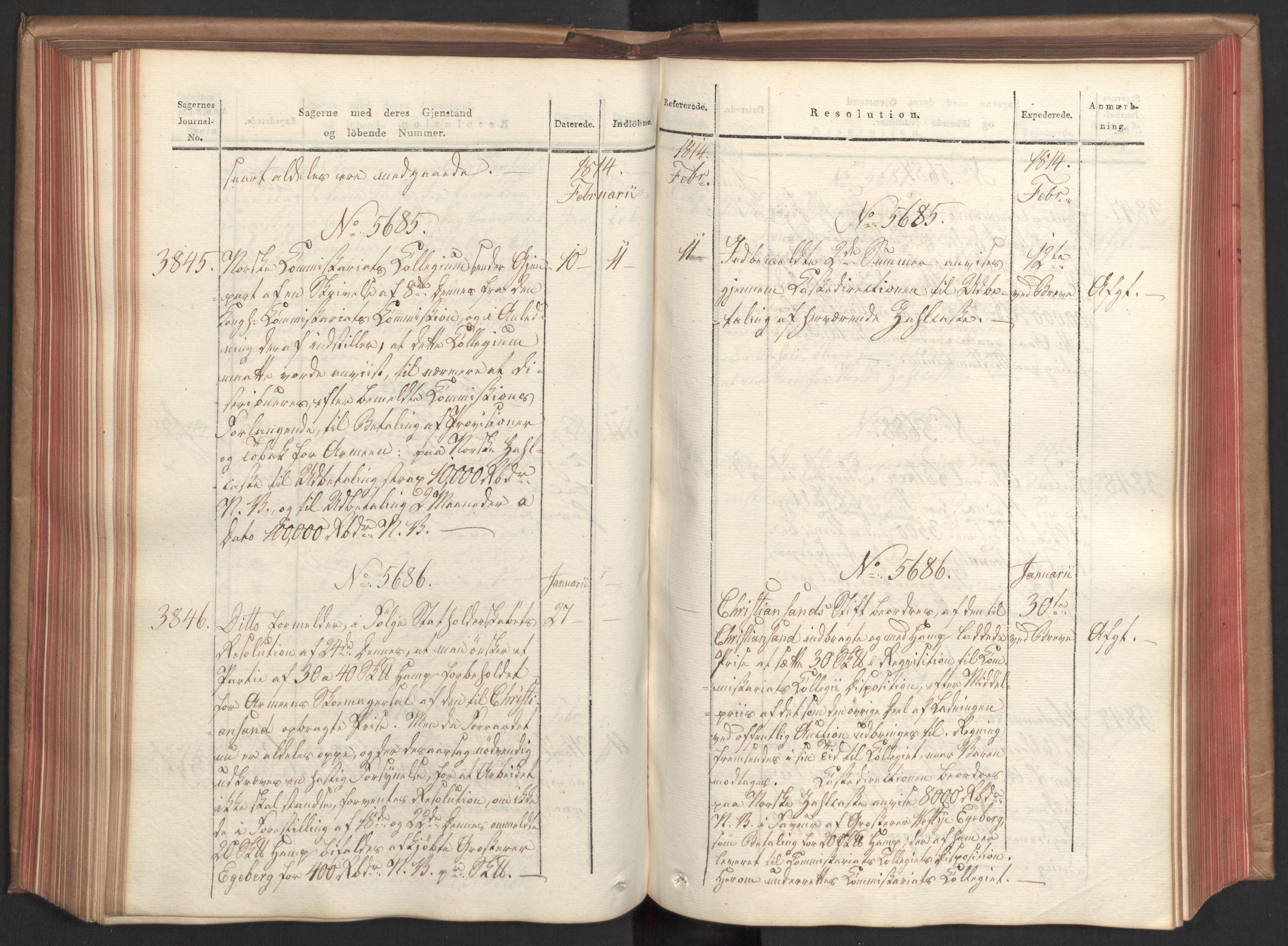 Stattholderembetet 1810-1814, 2. kontor (Kontor B), AV/RA-EA-5432/Ab/L0009: Referatprotokoll,  j.nr. 3539-3951,  l.nr. 5315-5800, 1813-1814, s. 161