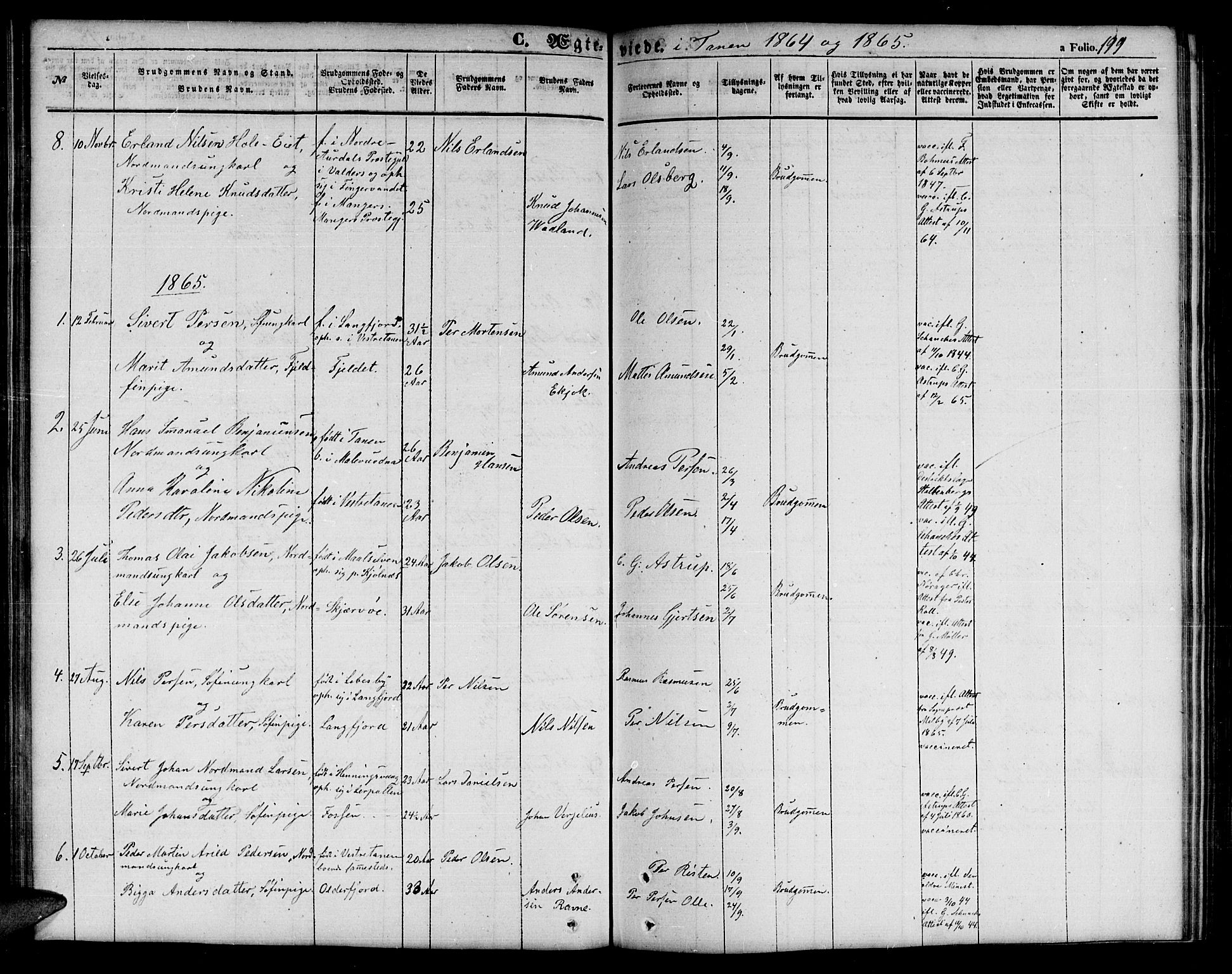 Tana sokneprestkontor, AV/SATØ-S-1334/H/Hb/L0001klokker: Klokkerbok nr. 1 /1, 1853-1867, s. 199