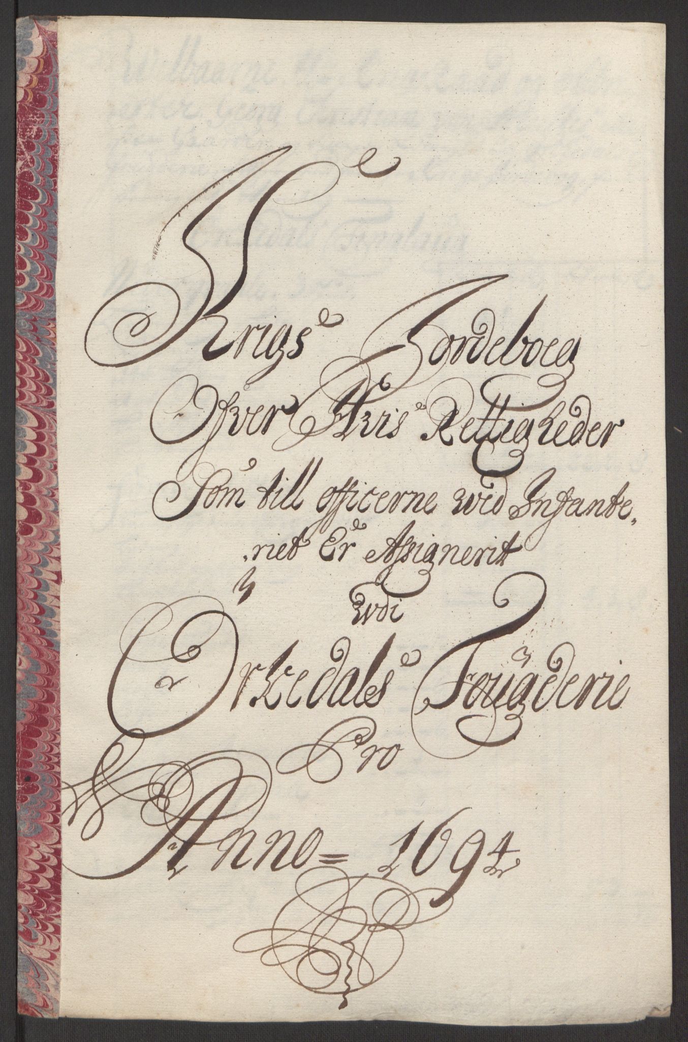 Rentekammeret inntil 1814, Reviderte regnskaper, Fogderegnskap, RA/EA-4092/R60/L3944: Fogderegnskap Orkdal og Gauldal, 1694, s. 182