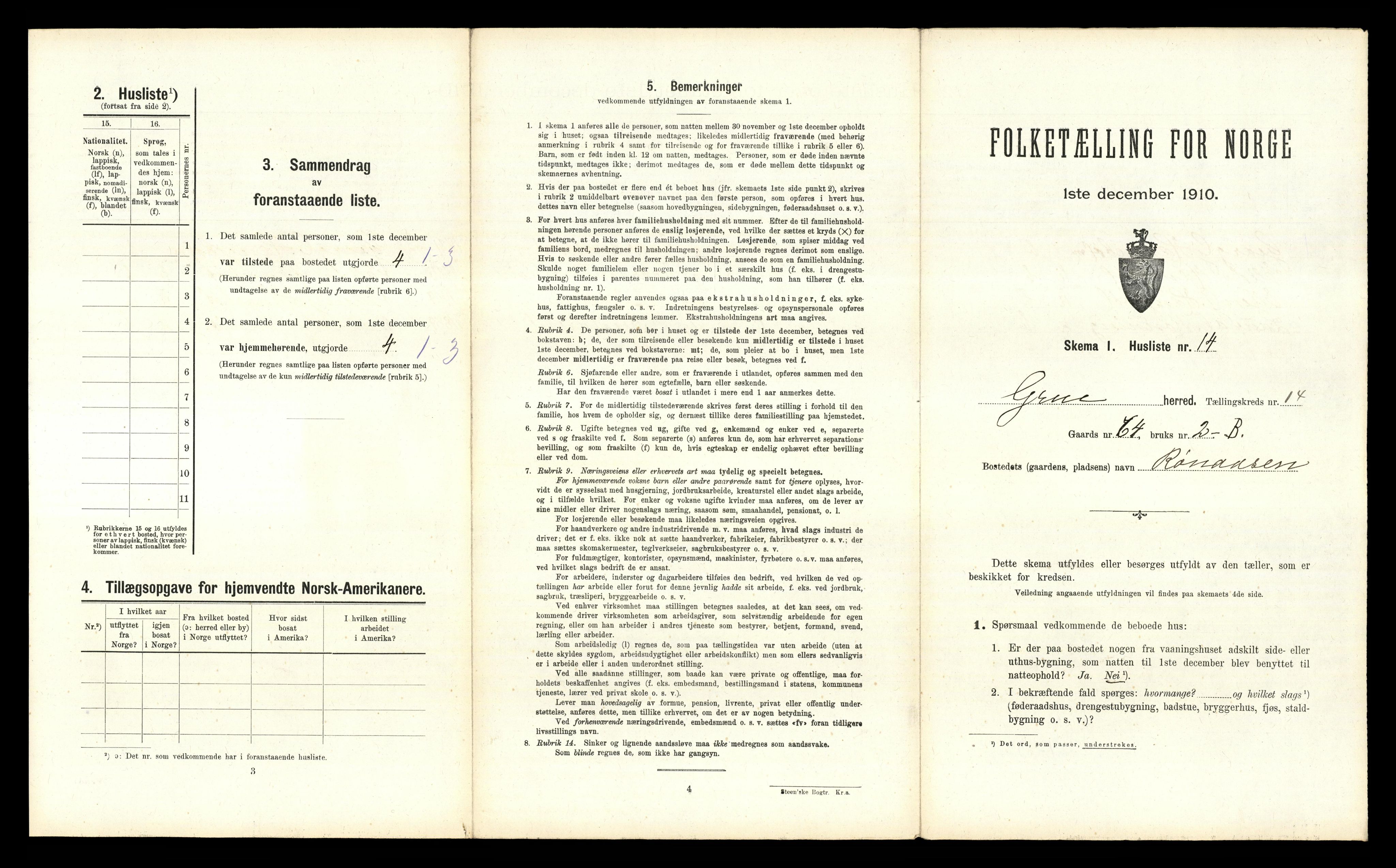 RA, Folketelling 1910 for 0423 Grue herred, 1910, s. 1727