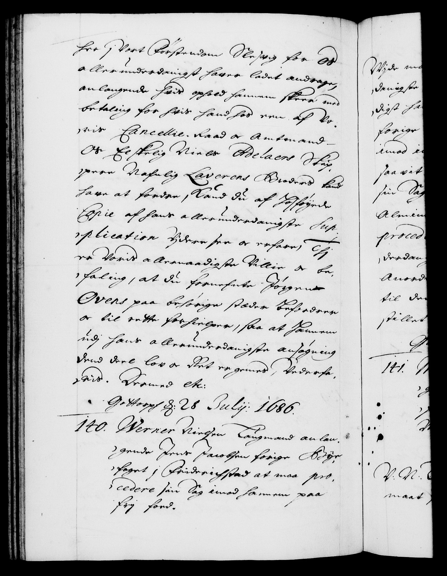 Danske Kanselli 1572-1799, AV/RA-EA-3023/F/Fc/Fca/Fcab/L0013: Norske tegnelser (mikrofilm), 1684-1687, s. 356b