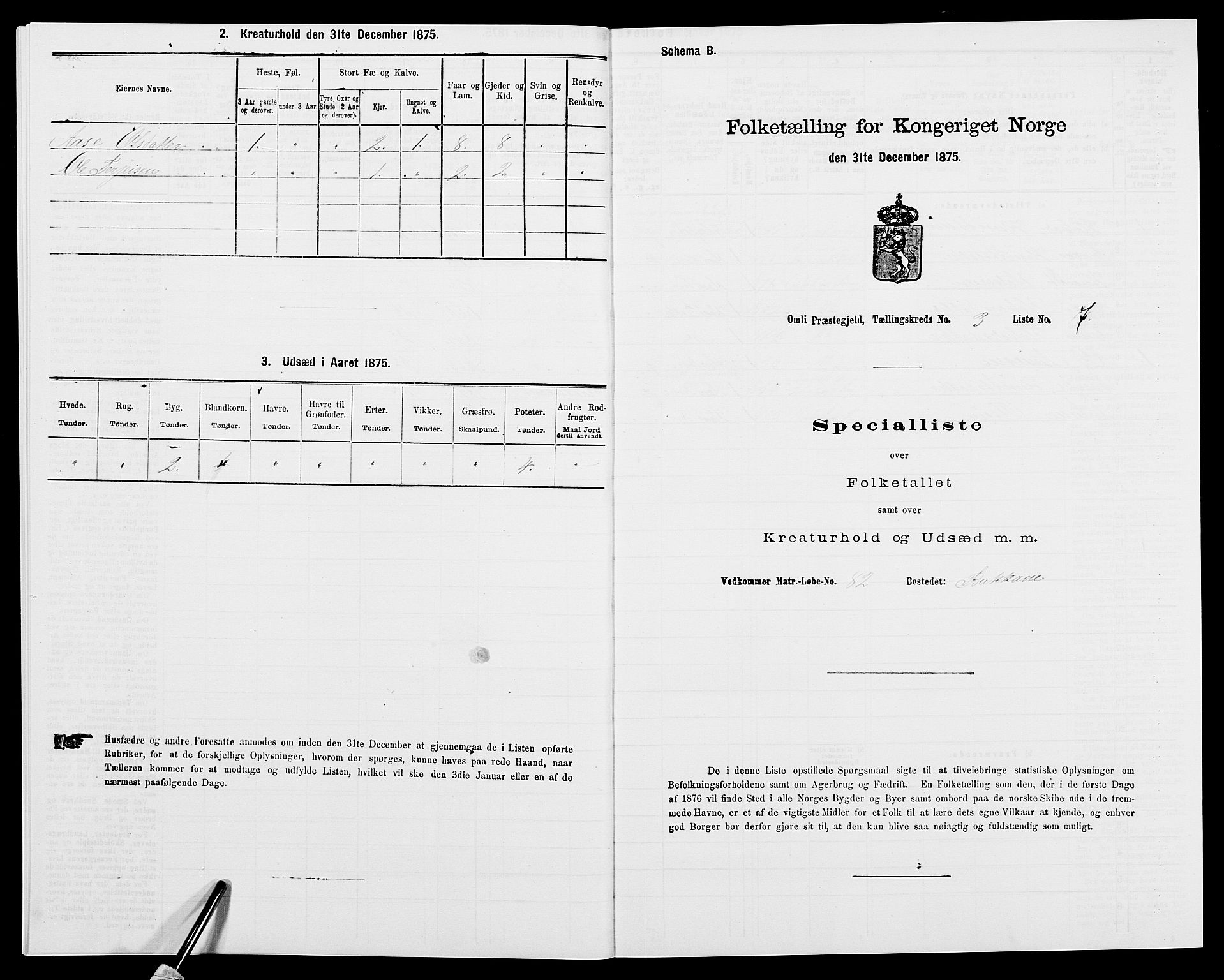 SAK, Folketelling 1875 for 0929P Åmli prestegjeld, 1875, s. 189