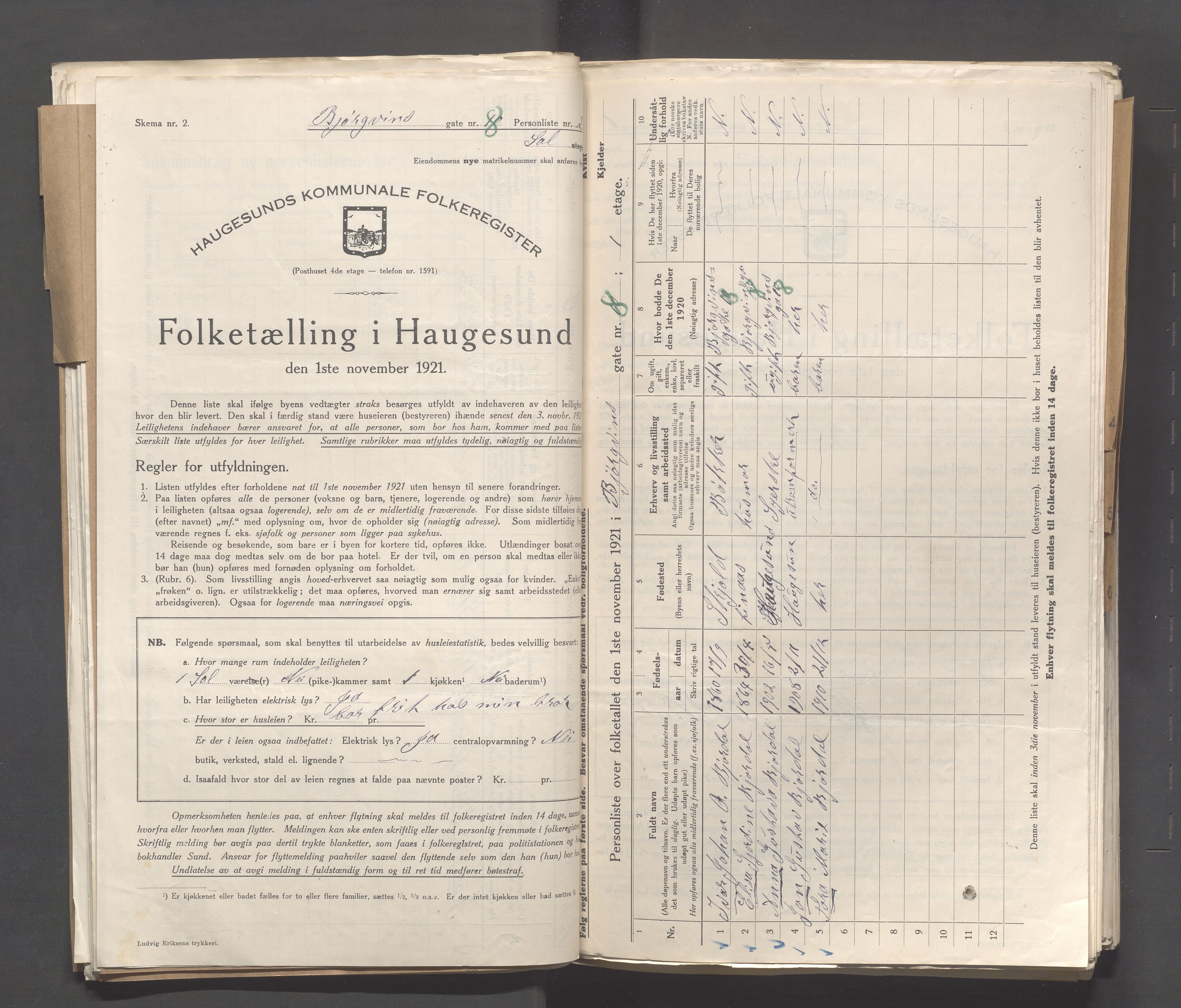 IKAR, Kommunal folketelling 1.11.1921 for Haugesund, 1921, s. 132