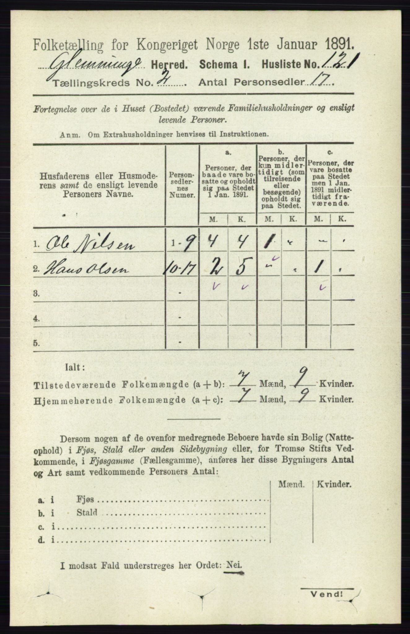 RA, Folketelling 1891 for 0132 Glemmen herred, 1891, s. 535