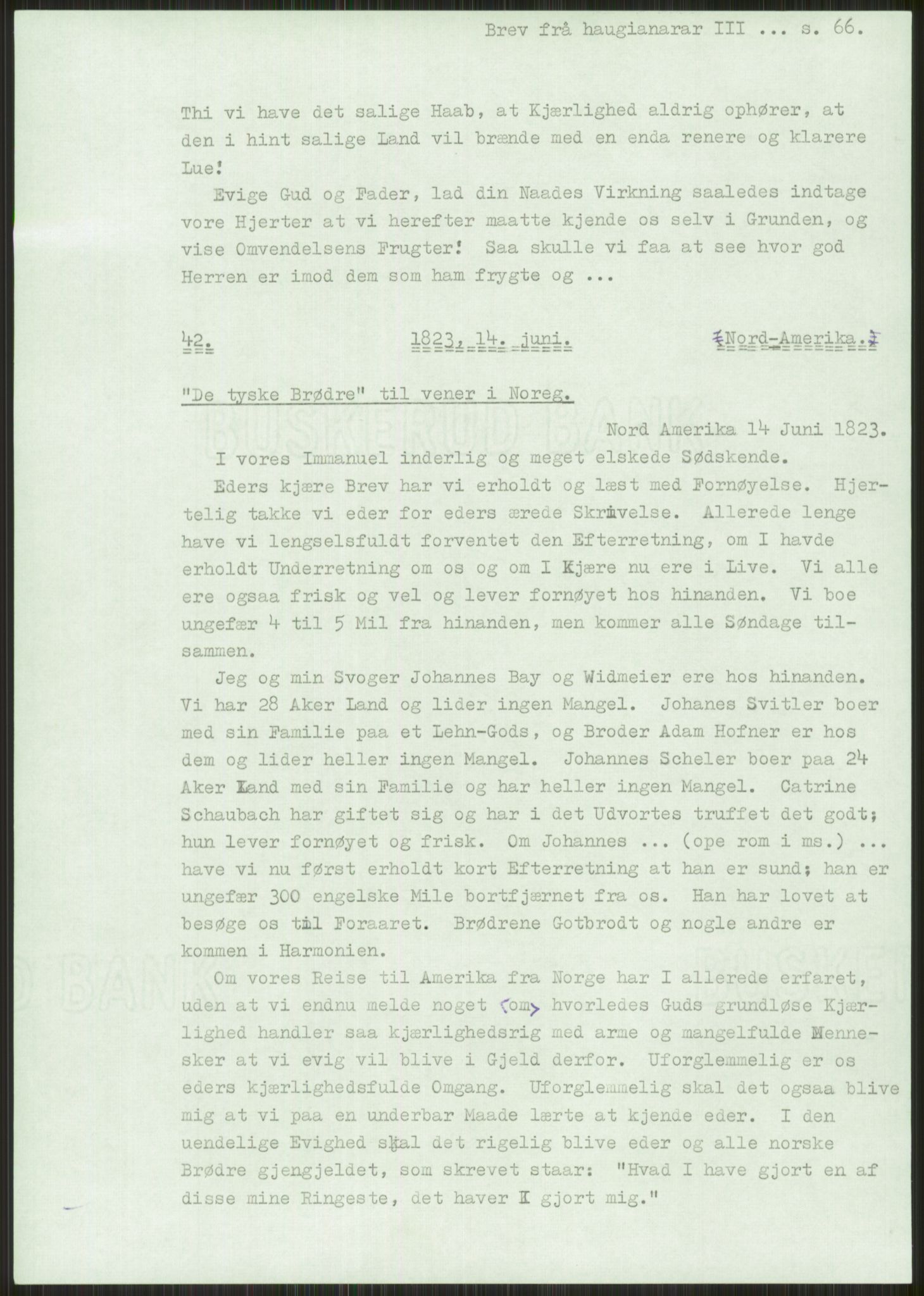 Samlinger til kildeutgivelse, Haugianerbrev, RA/EA-6834/F/L0003: Haugianerbrev III: 1822-1826, 1822-1826, s. 66