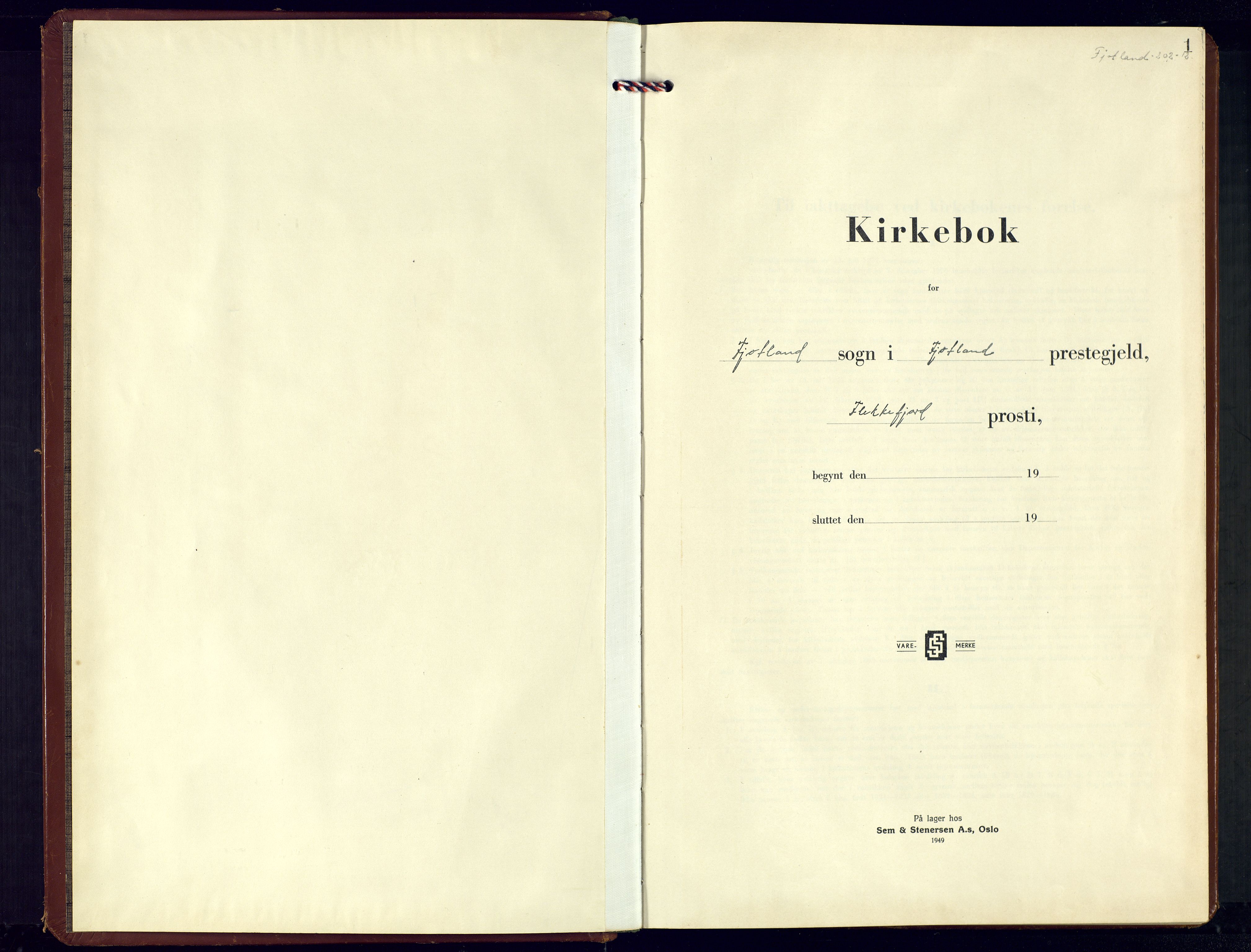 Fjotland sokneprestkontor, SAK/1111-0010/F/Fb/L0006: Klokkerbok nr. B-6, 1950-1980, s. 1