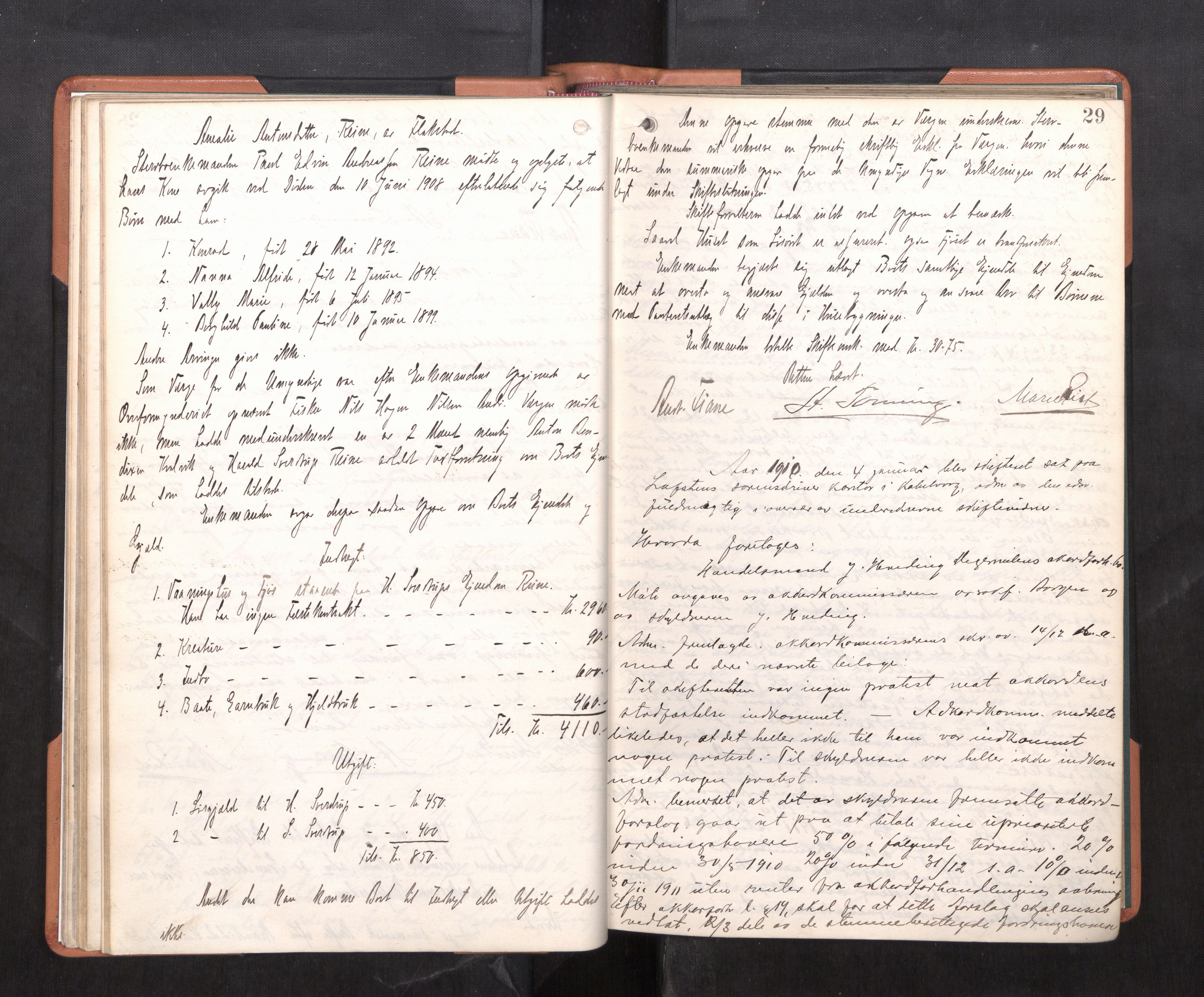 Lofoten sorenskriveri, AV/SAT-A-0017/1/3/3B/L0007: Skifteforhandlings-protokoll, 1909-1912, s. 28b-29a