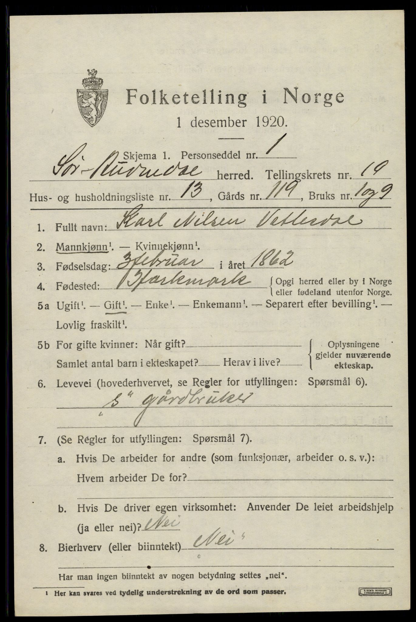 SAK, Folketelling 1920 for 1029 Sør-Audnedal herred, 1920, s. 6681