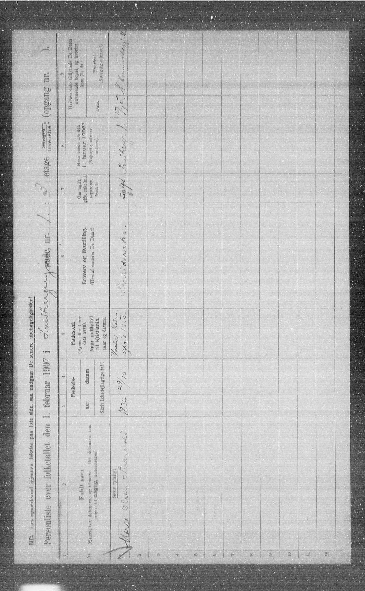 OBA, Kommunal folketelling 1.2.1907 for Kristiania kjøpstad, 1907, s. 49983