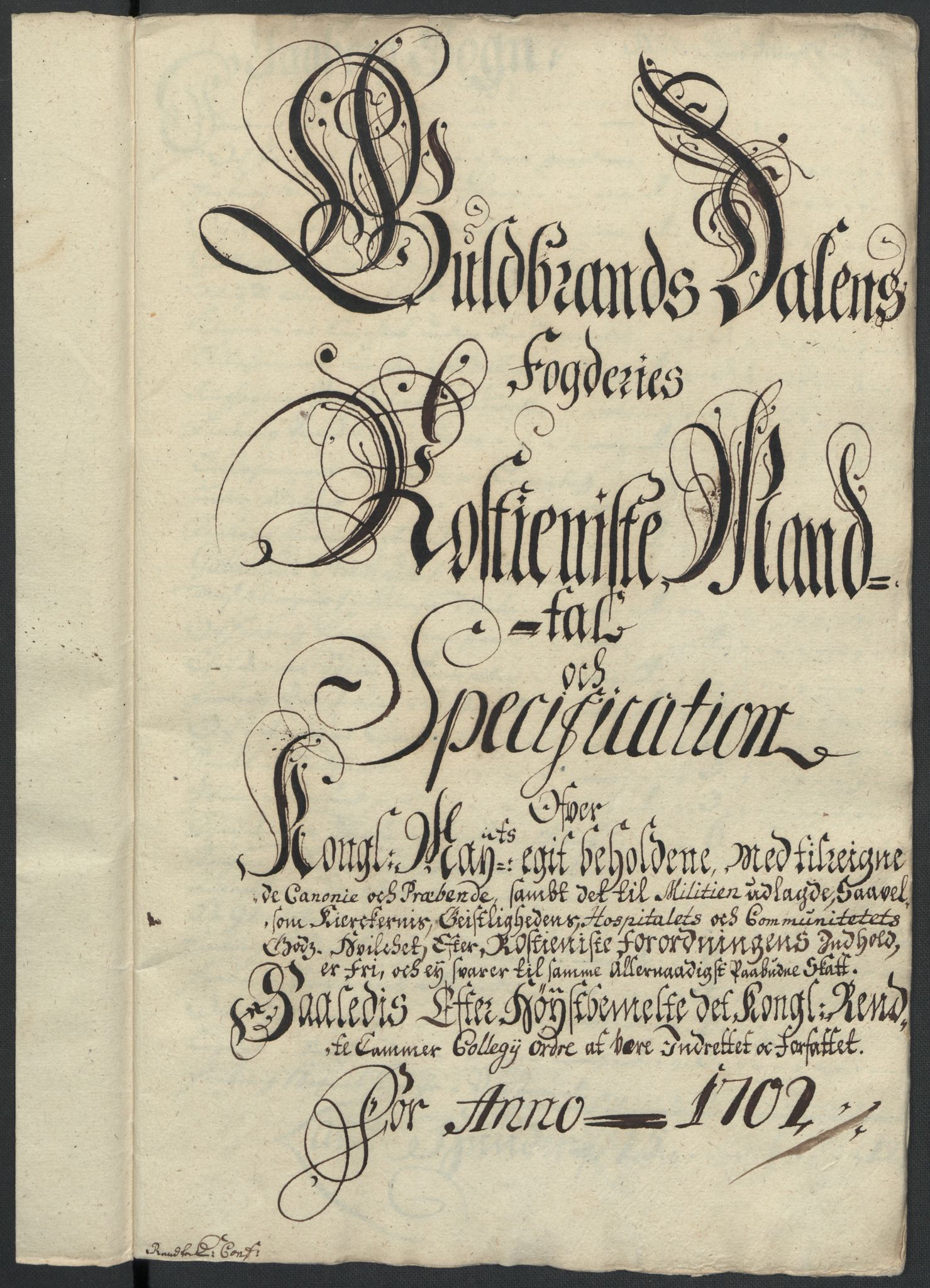 Rentekammeret inntil 1814, Reviderte regnskaper, Fogderegnskap, RA/EA-4092/R17/L1175: Fogderegnskap Gudbrandsdal, 1702, s. 184