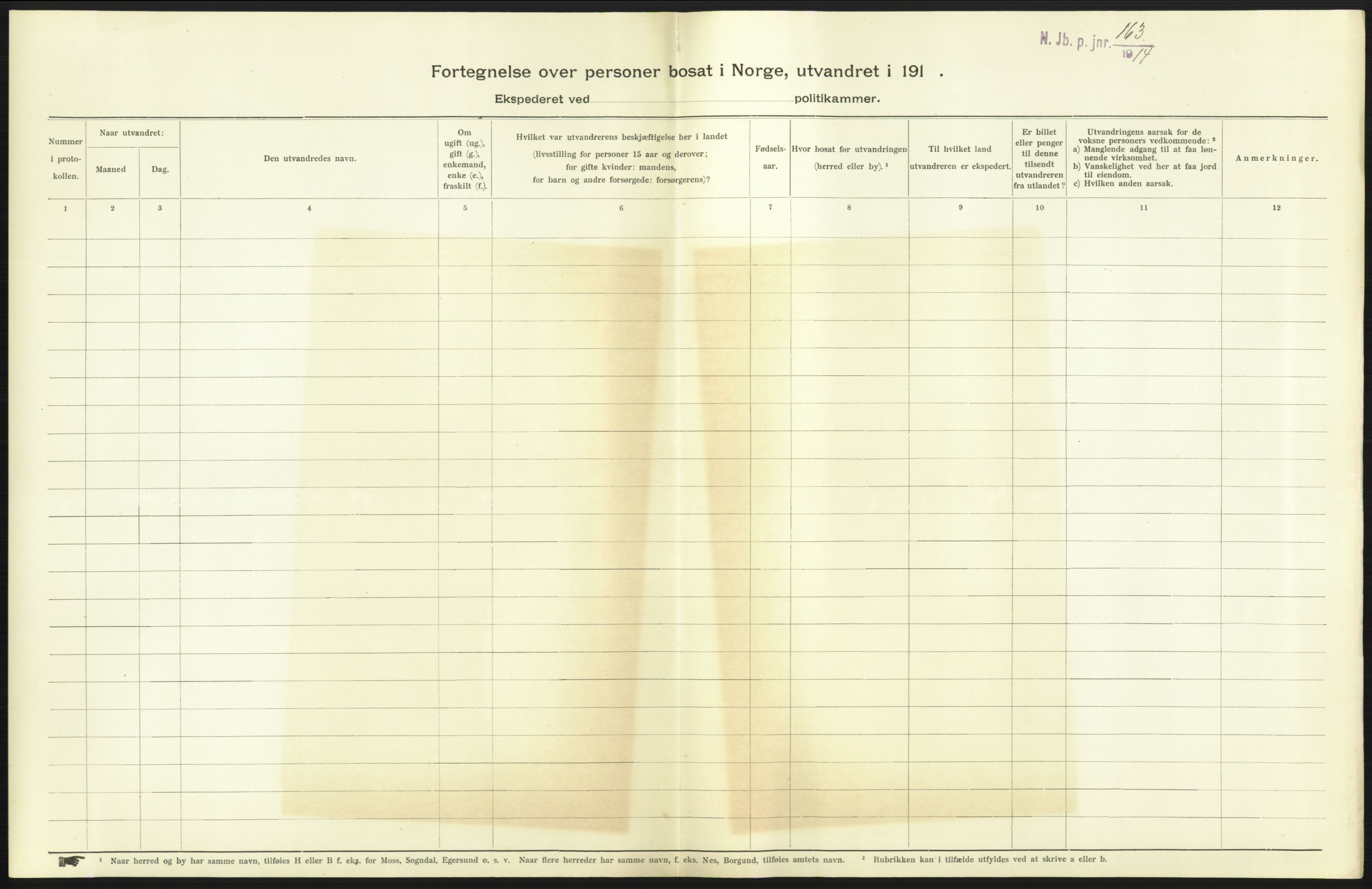 Nord-Jarlsberg politikammer, SAKO/A-739/I/Ia/Iab/L0001: Emigrantprotokoll, 1912-1918, s. 79