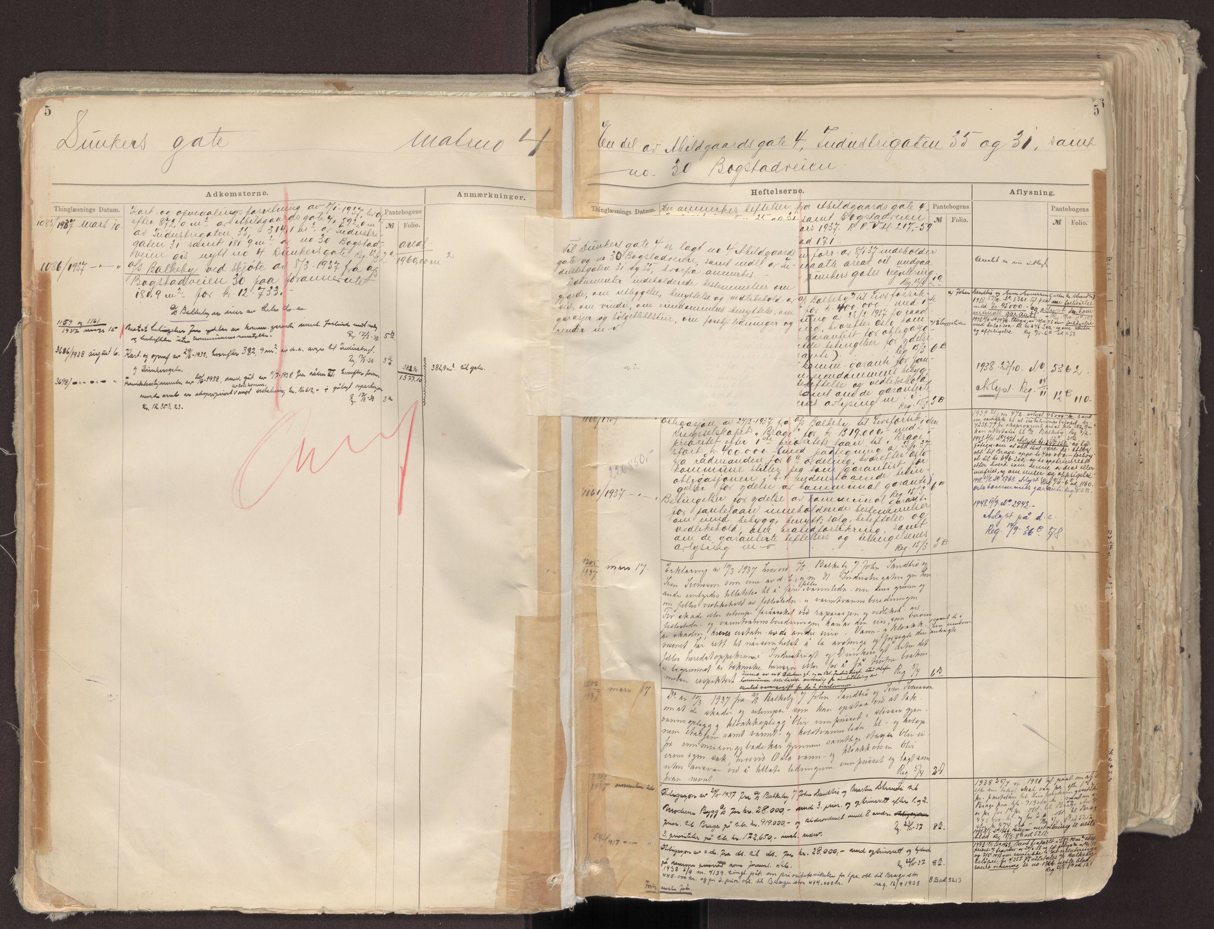 Oslo byskriverembete, AV/SAO-A-10227/G/Ga/Gab/Gabb/L0008: Panteregister nr. V, 1882-1950, s. 5