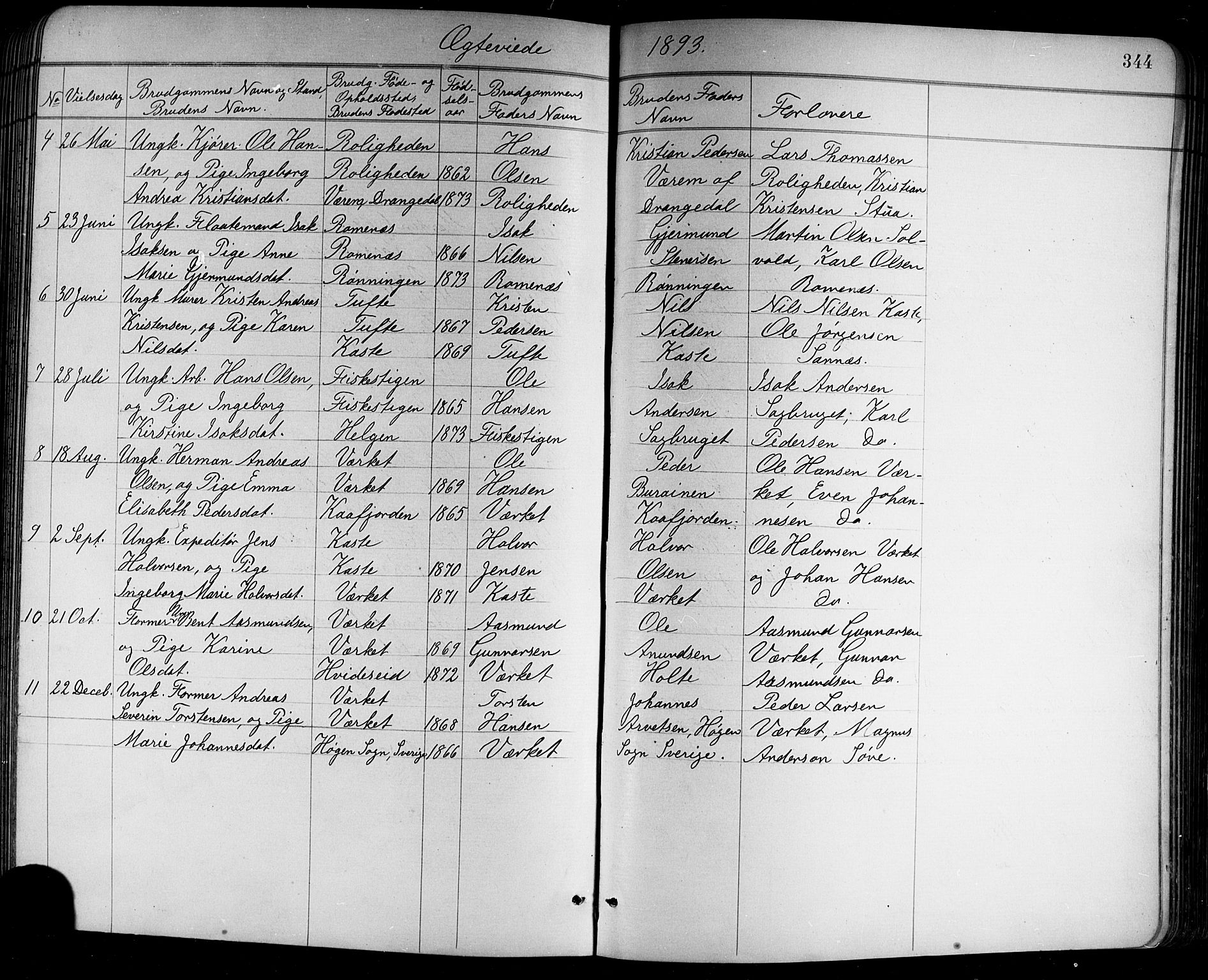 Holla kirkebøker, AV/SAKO-A-272/G/Ga/L0005: Klokkerbok nr. I 5, 1891-1917, s. 344