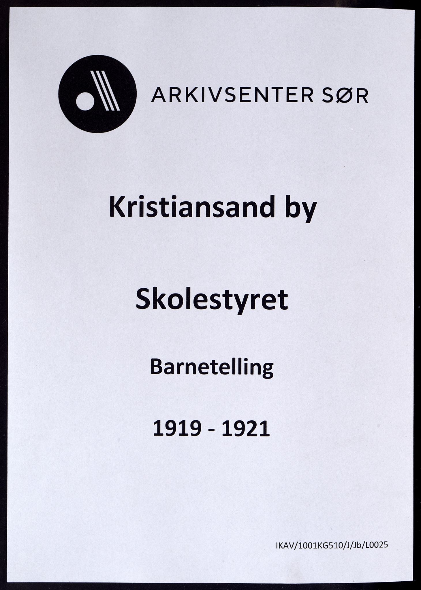Kristiansand By - Skolekommisjonen/ -Styret, IKAV/1001KG510/J/Jb/L0025: Barnetelling, 1919-1921