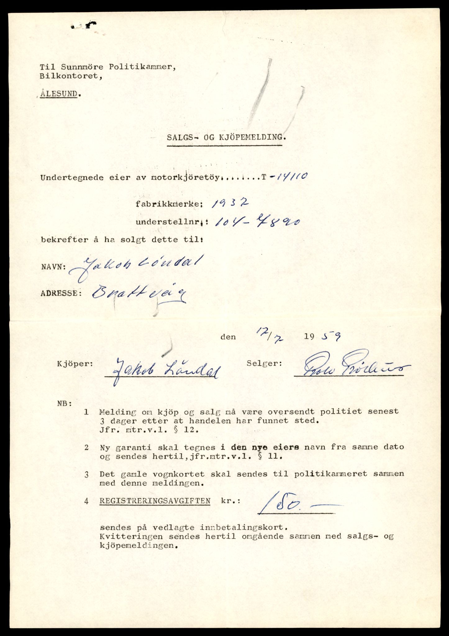 Møre og Romsdal vegkontor - Ålesund trafikkstasjon, AV/SAT-A-4099/F/Fe/L0043: Registreringskort for kjøretøy T 14080 - T 14204, 1927-1998, s. 817