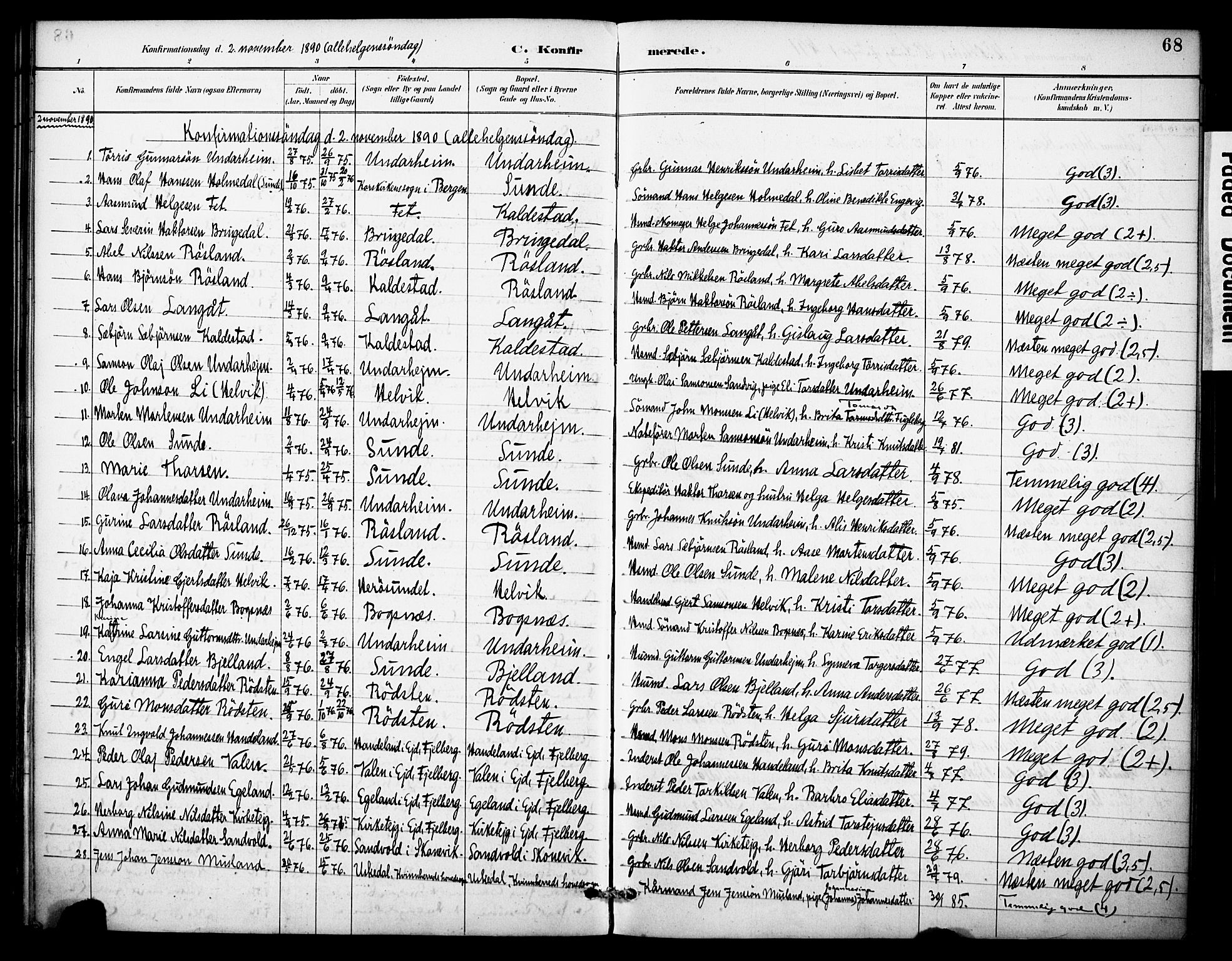 Kvinnherad sokneprestembete, AV/SAB-A-76401/H/Haa: Ministerialbok nr. D 1, 1887-1910, s. 68