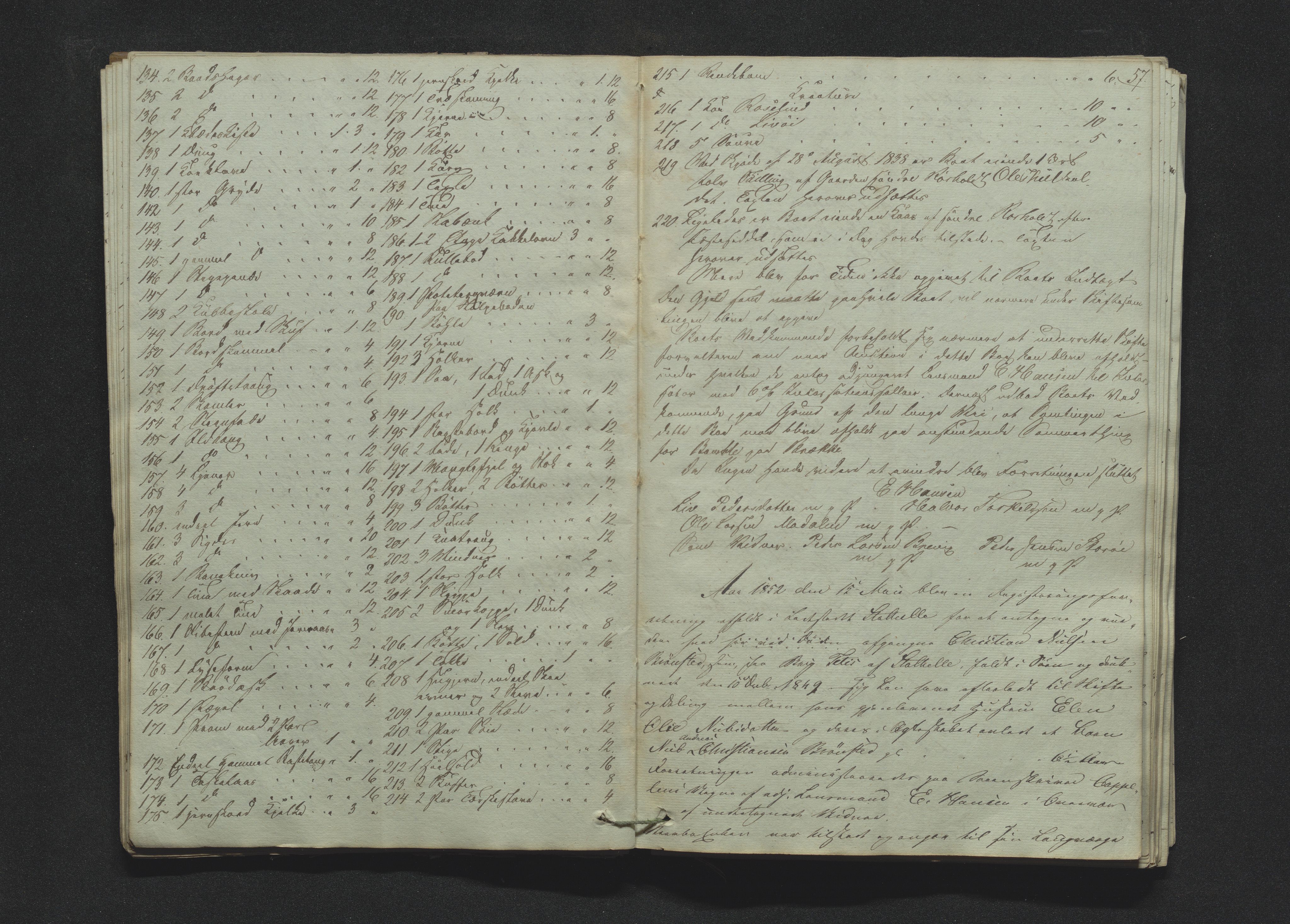 Bamble sorenskriveri, AV/SAKO-A-214/H/Hb/Hbb/Hbbb/L0001/0001: Skifteregisteringsprotokoll  / Skifteregisteringsprotokoll 1, 1847-1860, s. 56-57