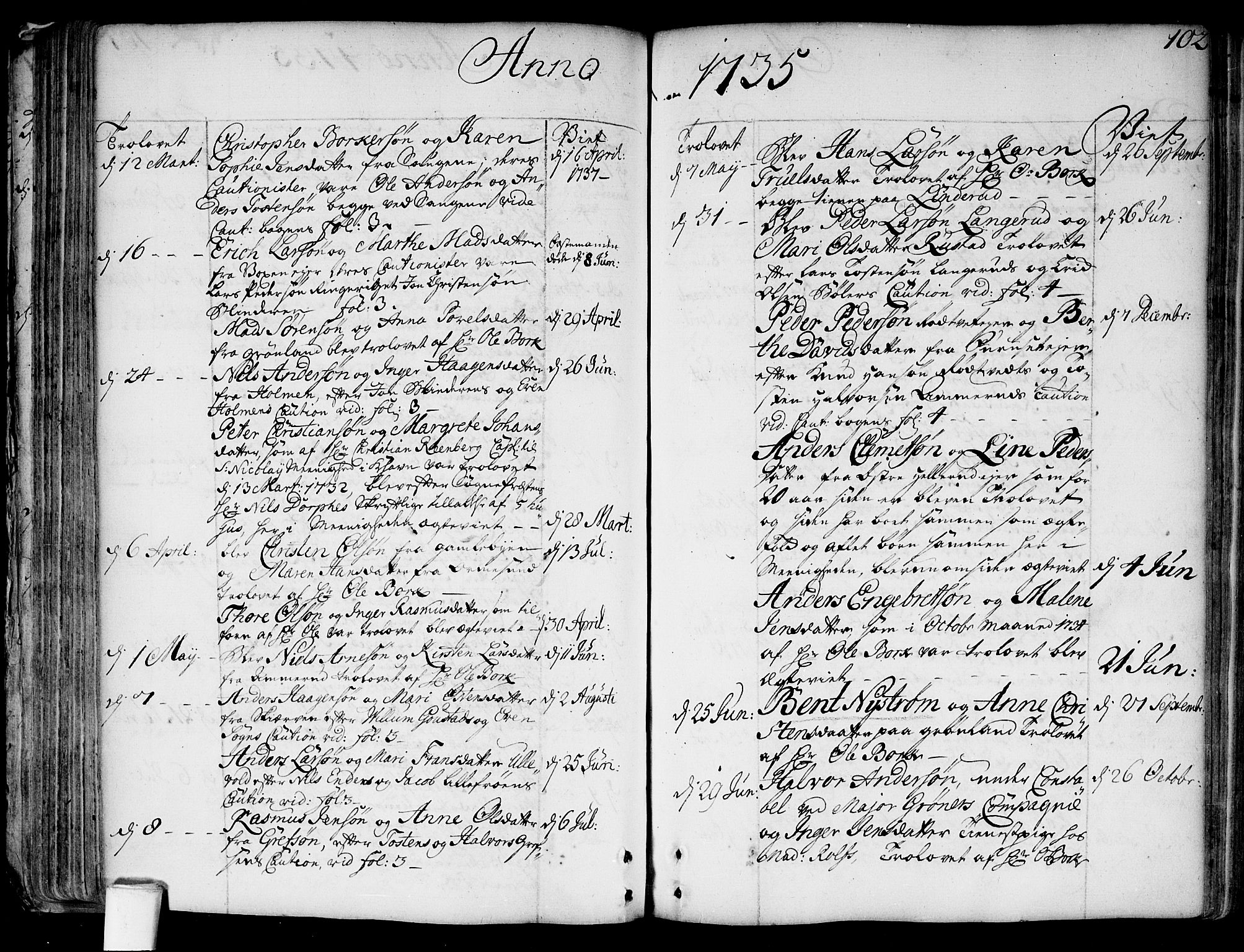 Aker prestekontor kirkebøker, AV/SAO-A-10861/F/L0007: Ministerialbok nr. 7, 1734-1748, s. 102