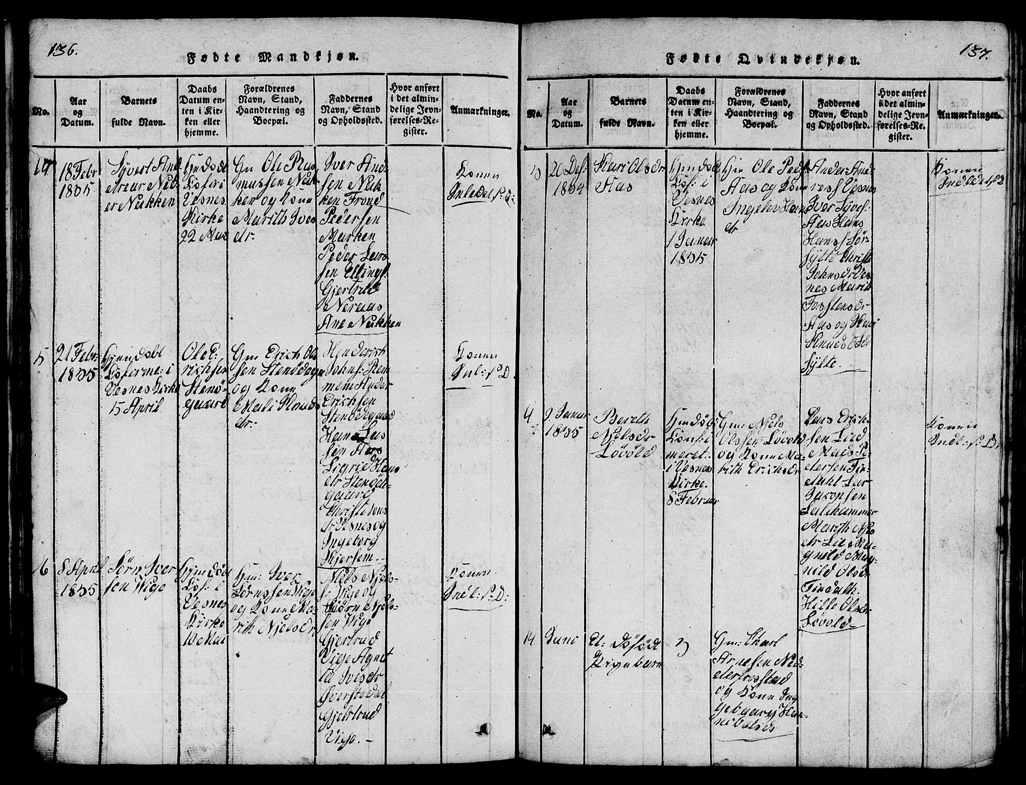 Ministerialprotokoller, klokkerbøker og fødselsregistre - Møre og Romsdal, SAT/A-1454/539/L0535: Klokkerbok nr. 539C01, 1818-1842, s. 136-137