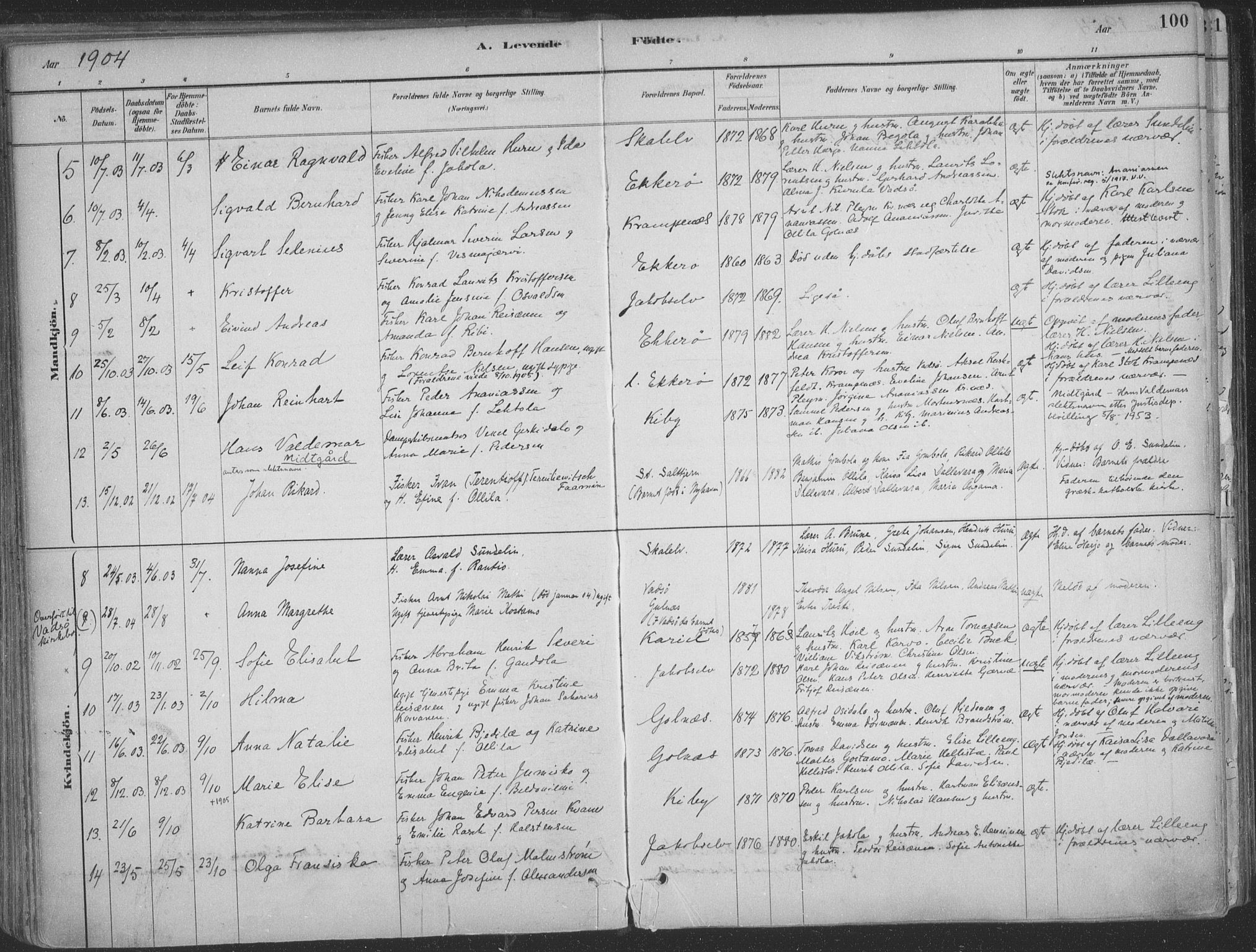 Vadsø sokneprestkontor, AV/SATØ-S-1325/H/Ha/L0009kirke: Ministerialbok nr. 9, 1881-1917, s. 100