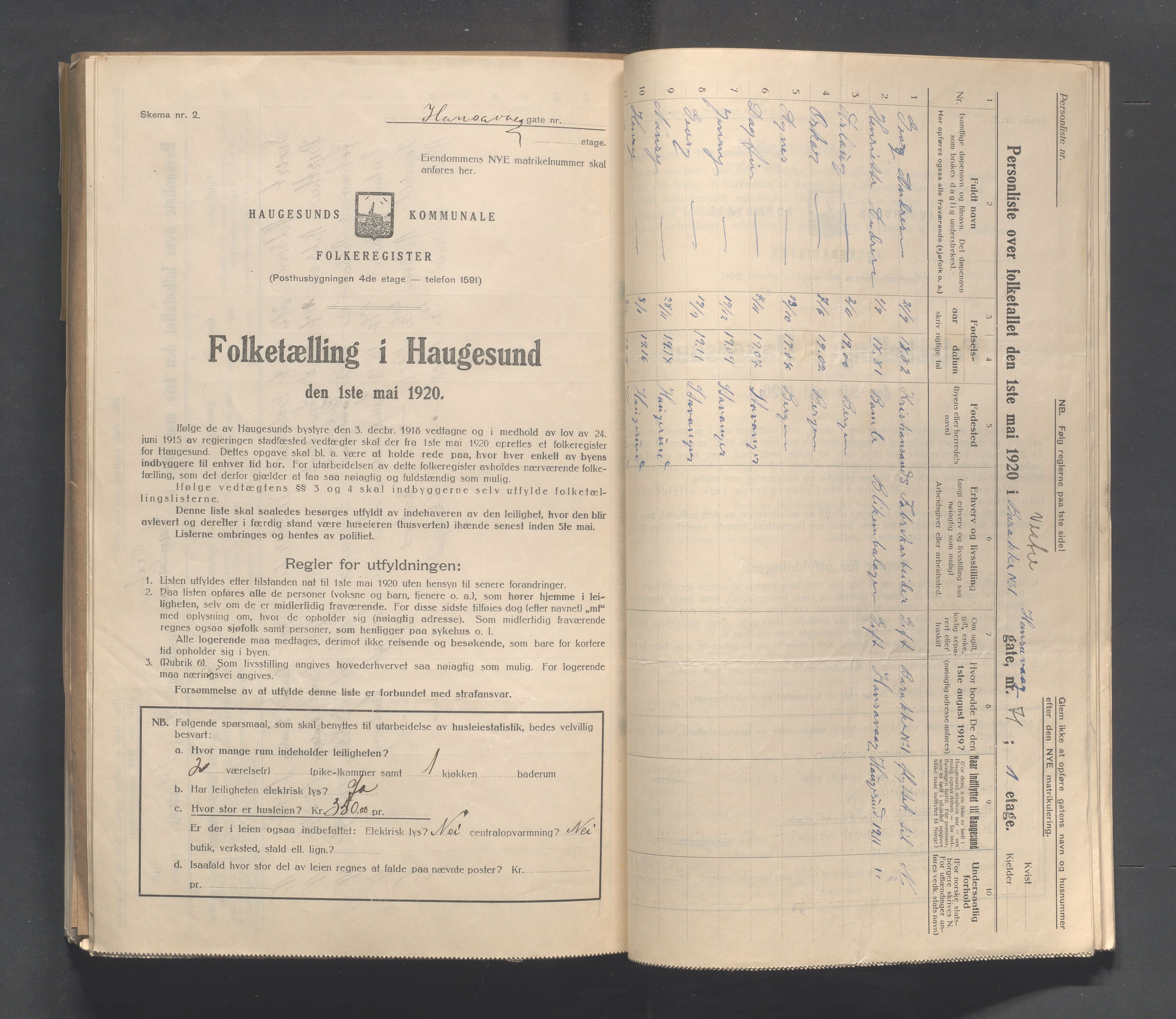 IKAR, Kommunal folketelling 1.5.1920 for Haugesund, 1920, s. 6322