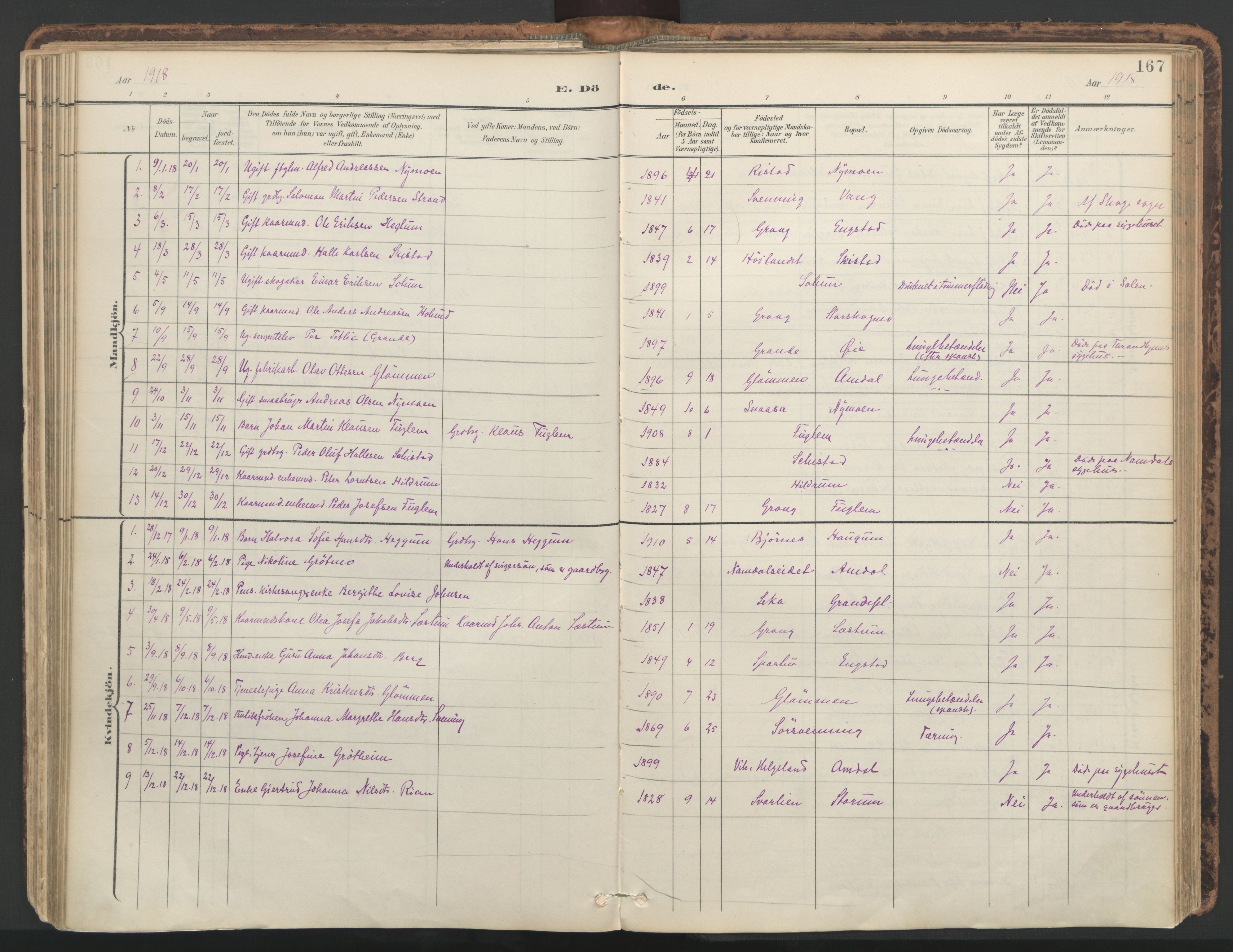 Ministerialprotokoller, klokkerbøker og fødselsregistre - Nord-Trøndelag, SAT/A-1458/764/L0556: Ministerialbok nr. 764A11, 1897-1924, s. 167