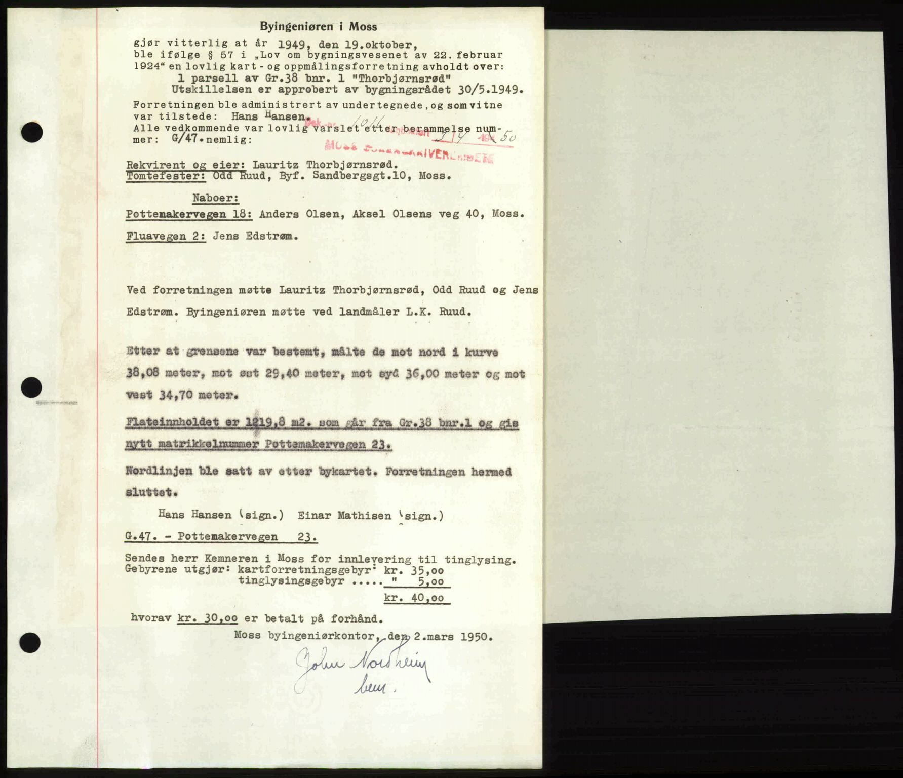Moss sorenskriveri, SAO/A-10168: Pantebok nr. A25, 1950-1950, Dagboknr: 1016/1950