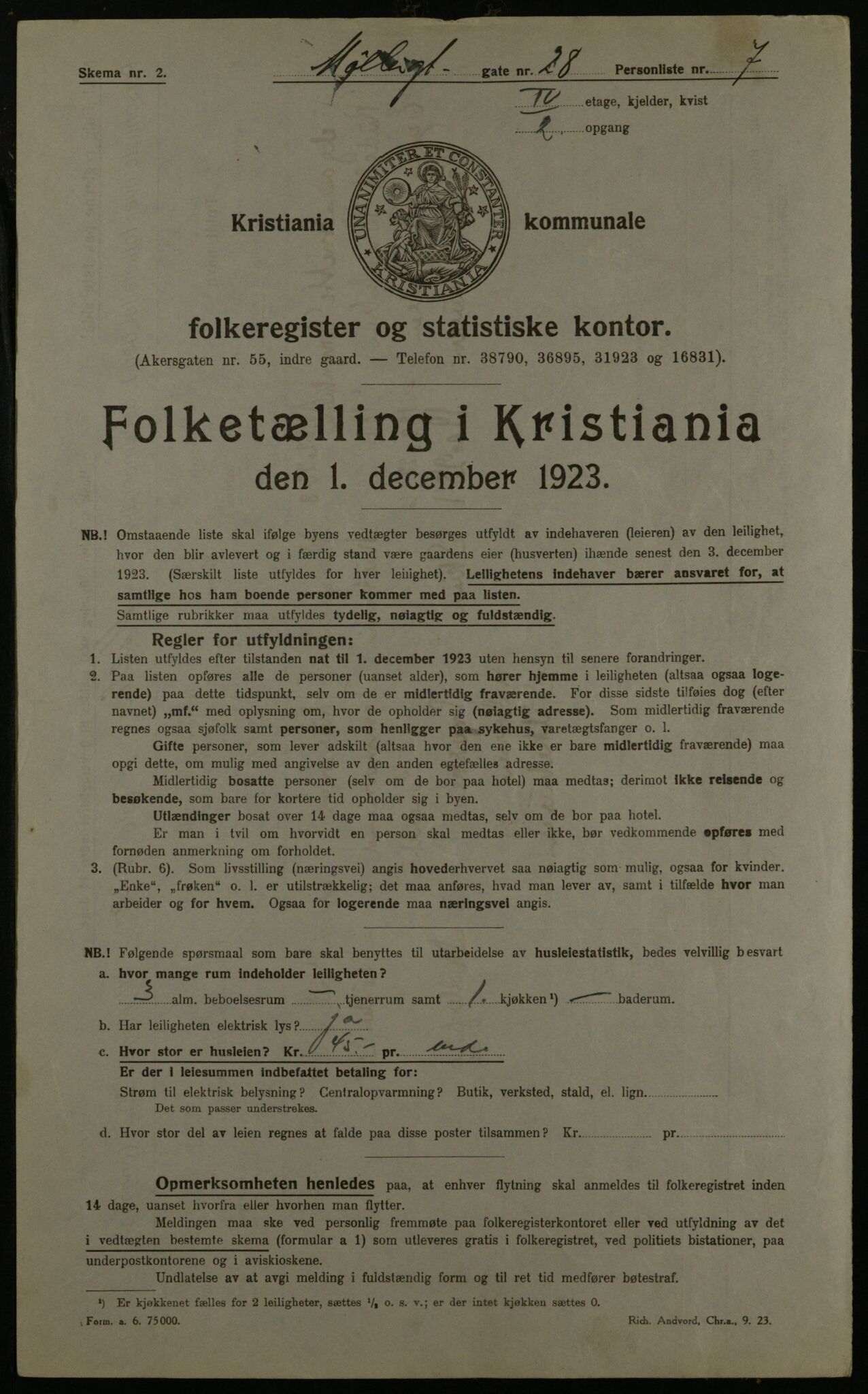 OBA, Kommunal folketelling 1.12.1923 for Kristiania, 1923, s. 75649