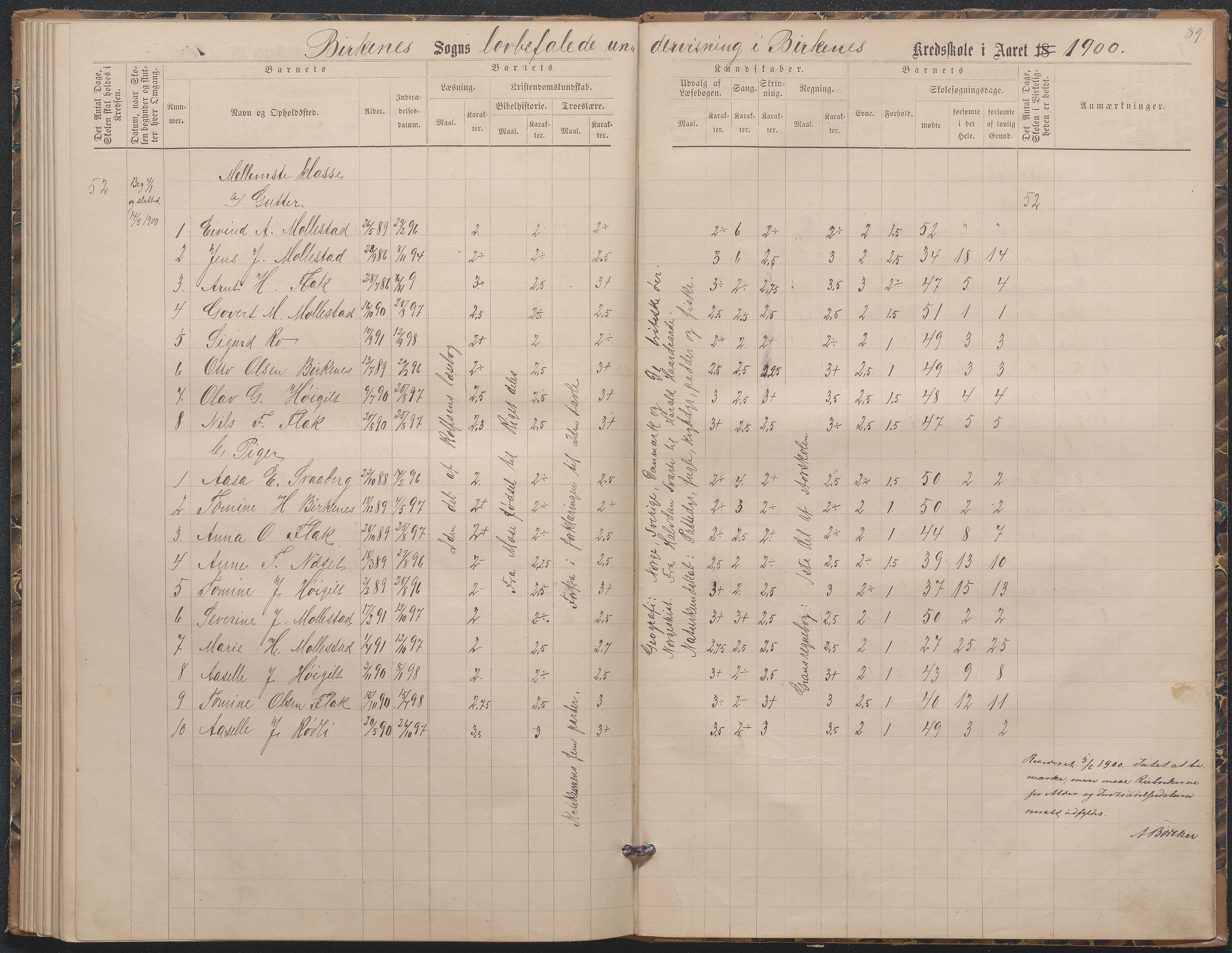 Birkenes kommune, Birkenes krets/Birkeland folkeskole frem til 1991, AAKS/KA0928-550a_91/F02/L0003: Skoleprotokoll, 1879-1891, s. 87