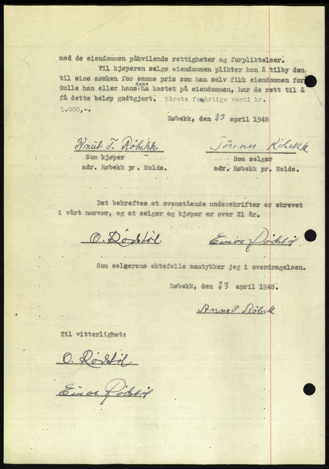 Romsdal sorenskriveri, AV/SAT-A-4149/1/2/2C: Pantebok nr. A26, 1948-1948, Dagboknr: 1036/1948