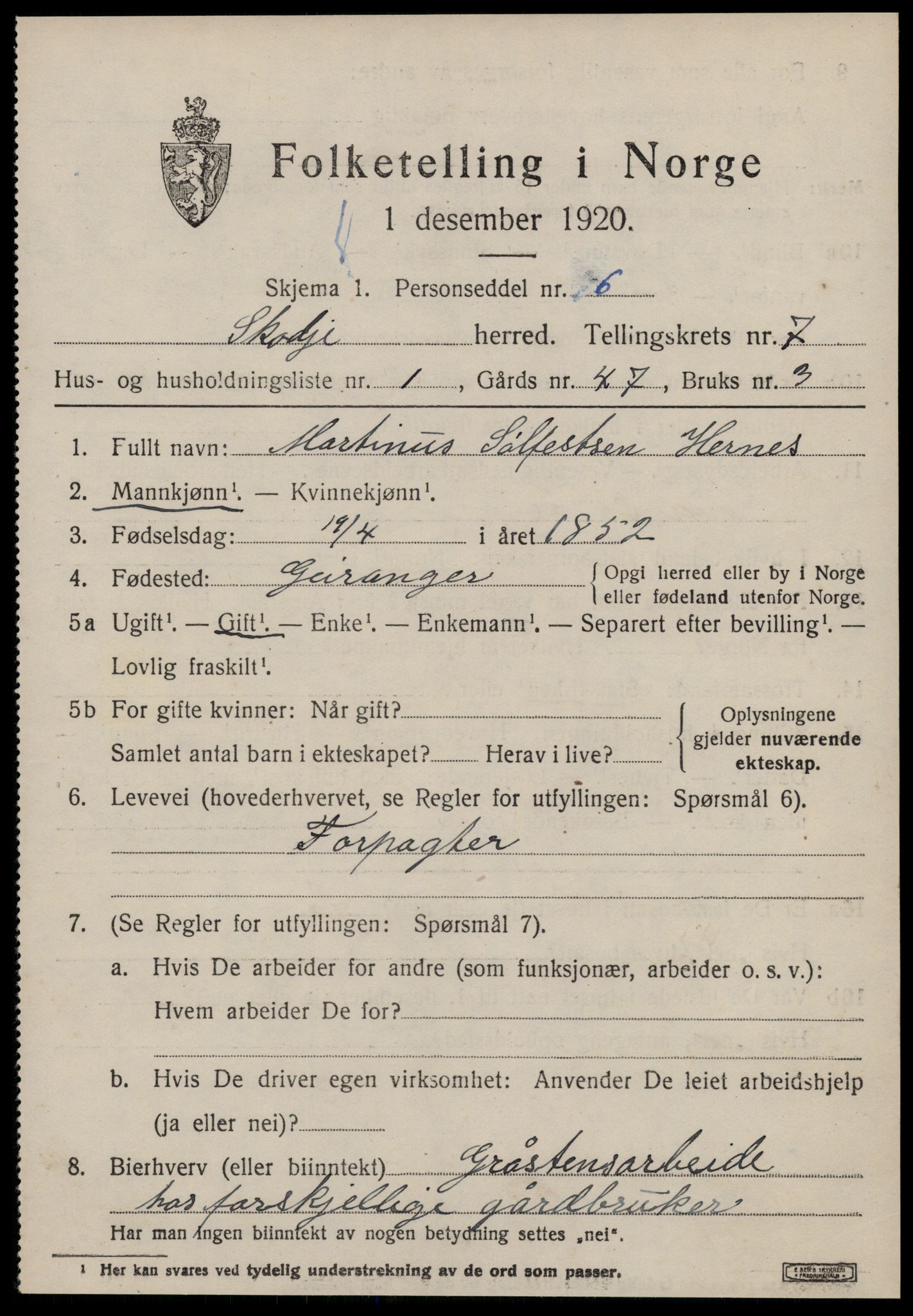 SAT, Folketelling 1920 for 1529 Skodje herred, 1920, s. 2979