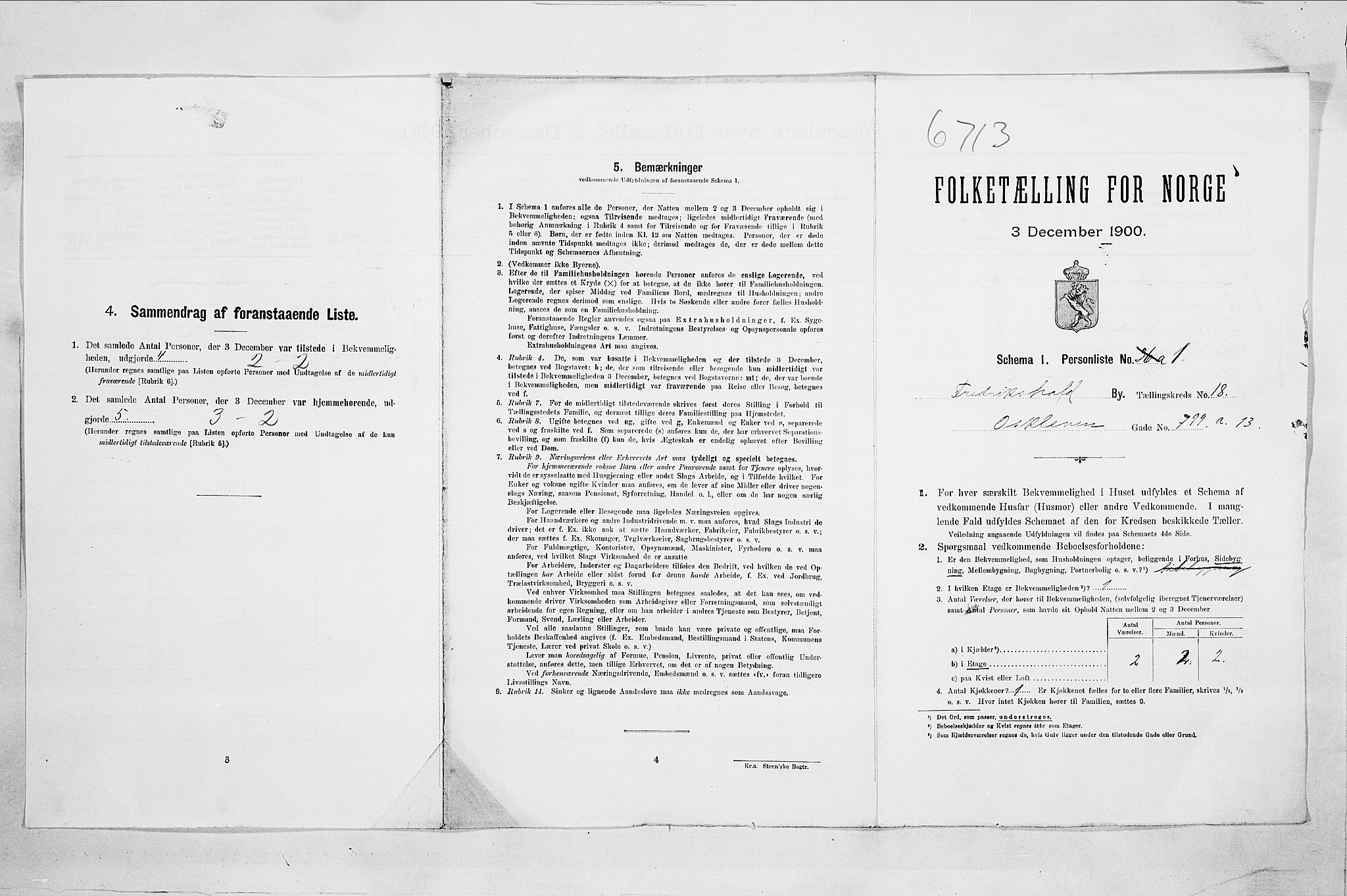 SAO, Folketelling 1900 for 0101 Fredrikshald kjøpstad, 1900