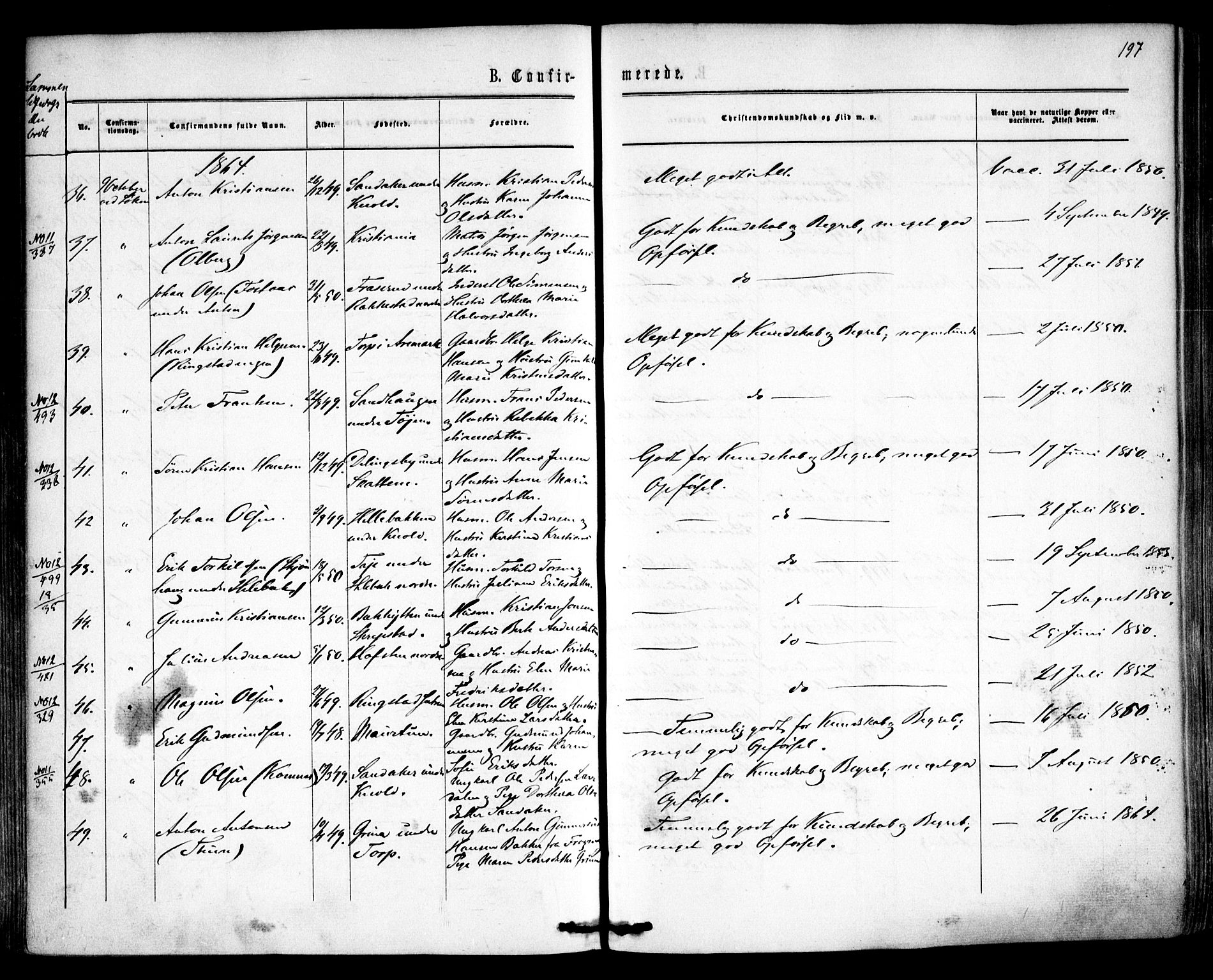 Høland prestekontor Kirkebøker, AV/SAO-A-10346a/F/Fa/L0011: Ministerialbok nr. I 11, 1862-1869, s. 197