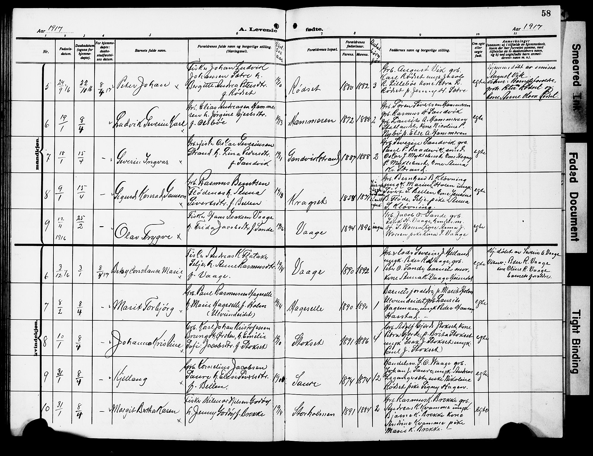 Ministerialprotokoller, klokkerbøker og fødselsregistre - Møre og Romsdal, AV/SAT-A-1454/503/L0050: Klokkerbok nr. 503C05, 1909-1922, s. 58